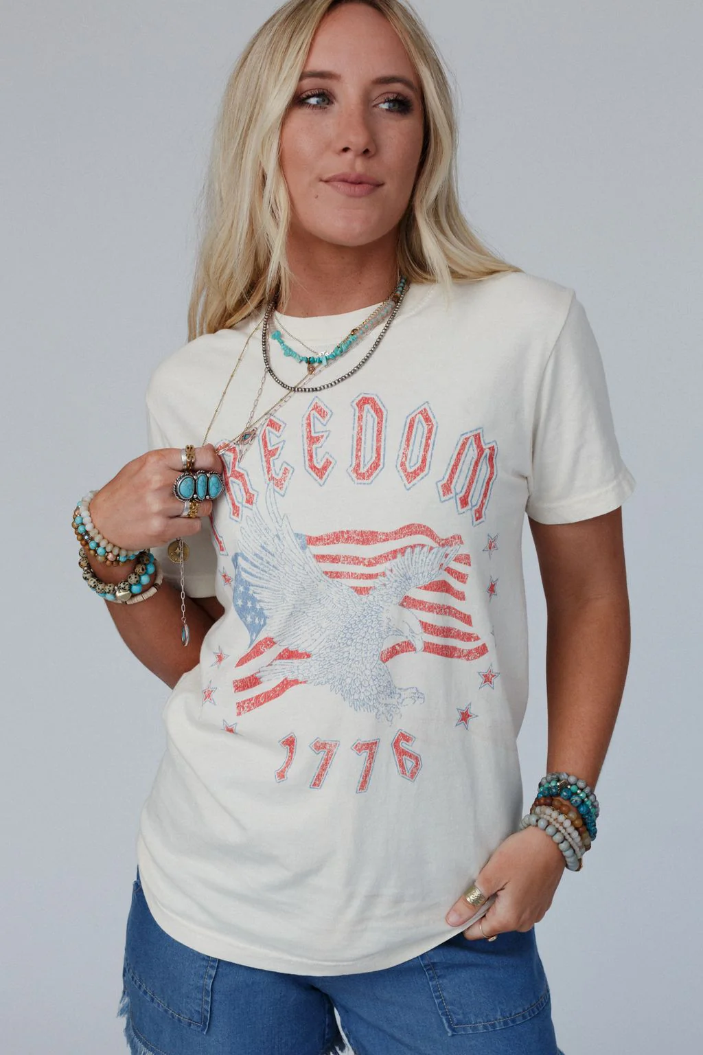 Freedom Eagle Graphic Tee - Ivory - Image 2