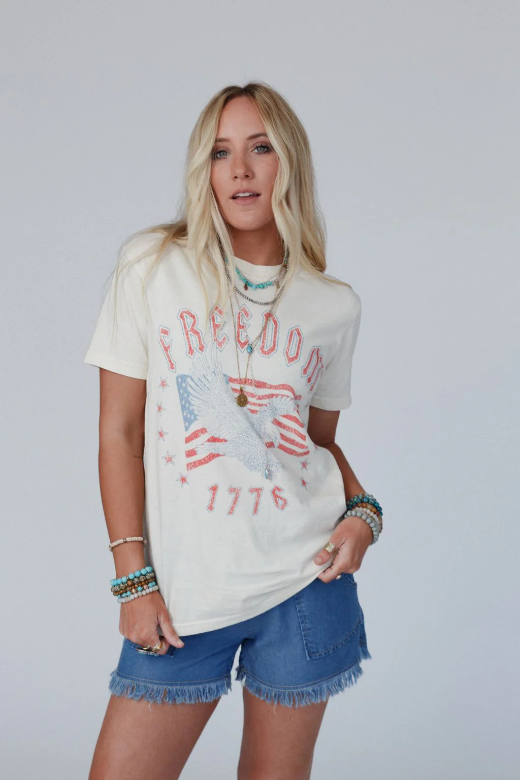 Freedom Eagle Graphic Tee - Ivory - Image 6