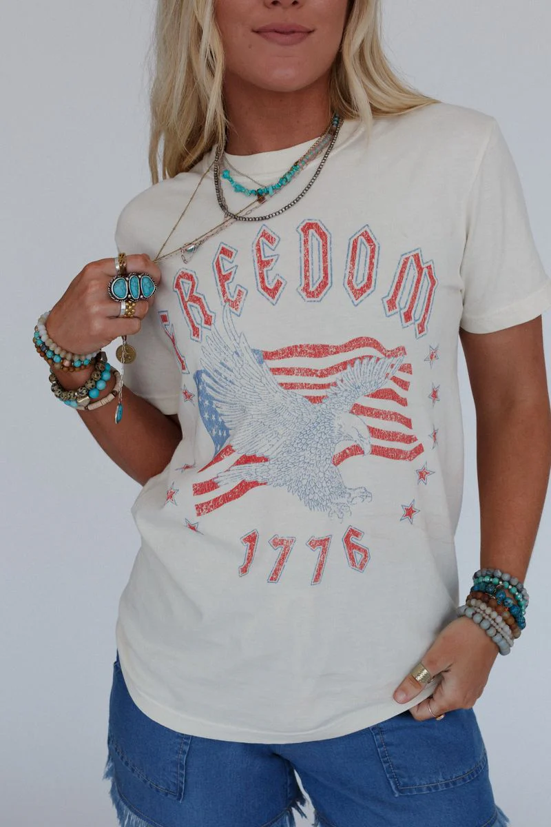 Freedom Eagle Graphic Tee - Ivory - Pre Order - Image 2