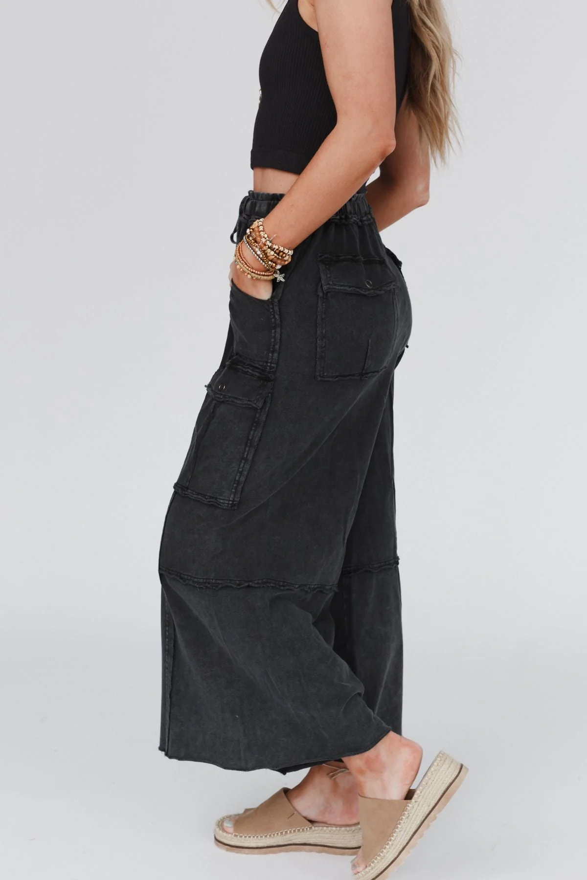 Game On Cargo Wide Leg Pant - Charcoal - Image 6