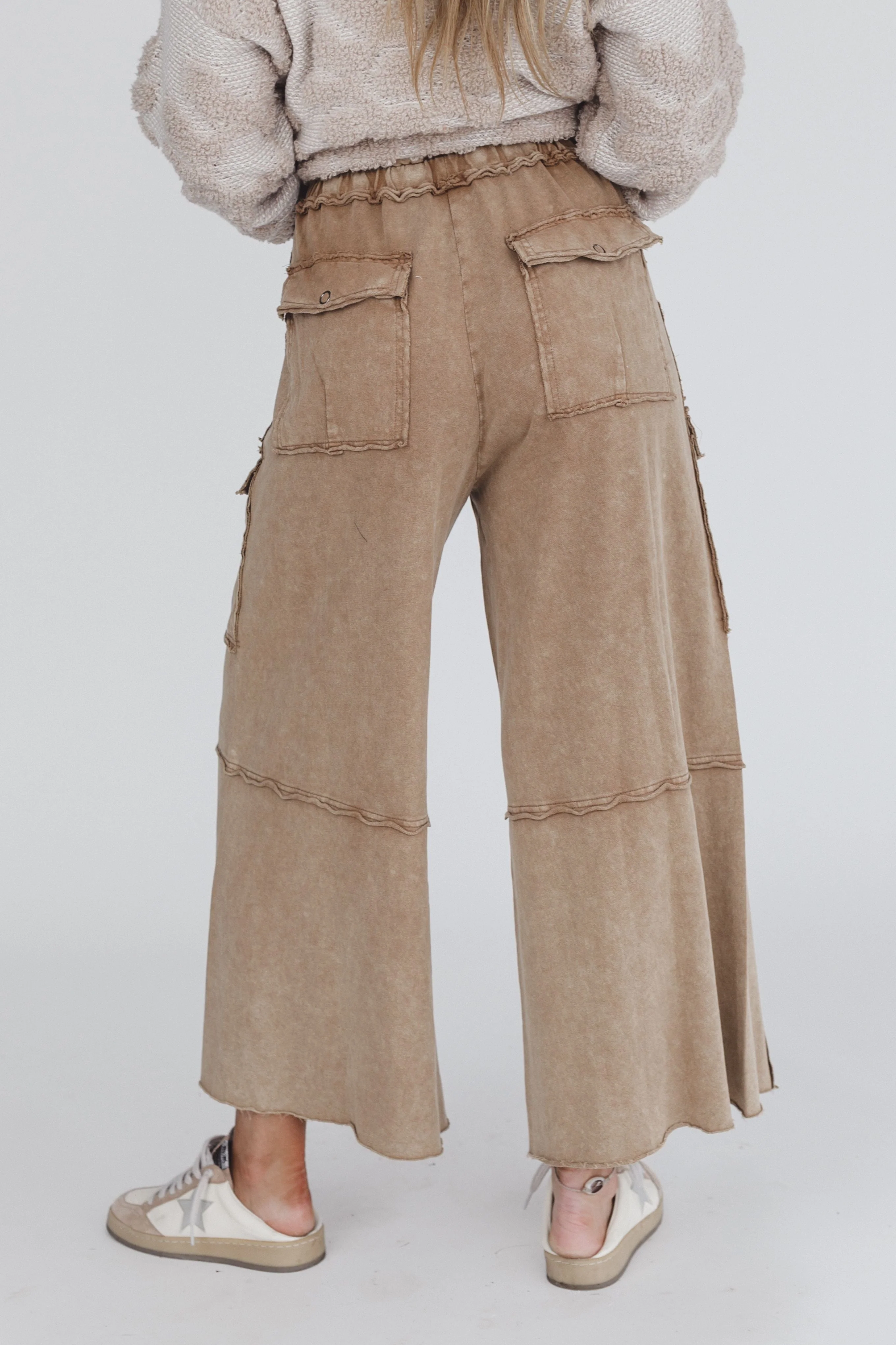 Game On Cargo Wide Leg Pant - Latte - Image 6