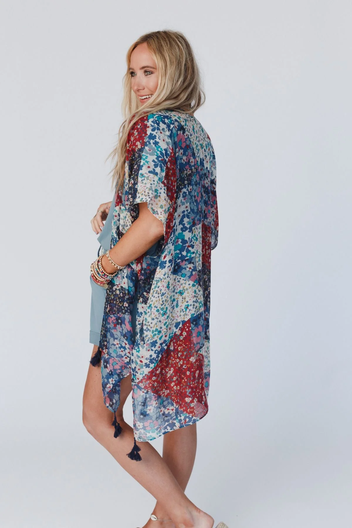 Garden Fairy Floral Kimono - Navy - Image 4
