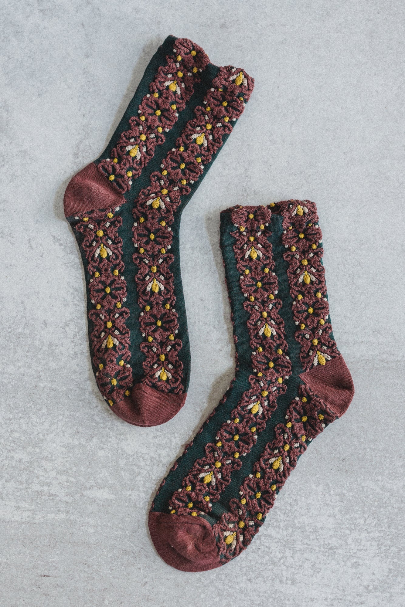 Garden Stitch Socks - Maroon - Pre Order - Image 2