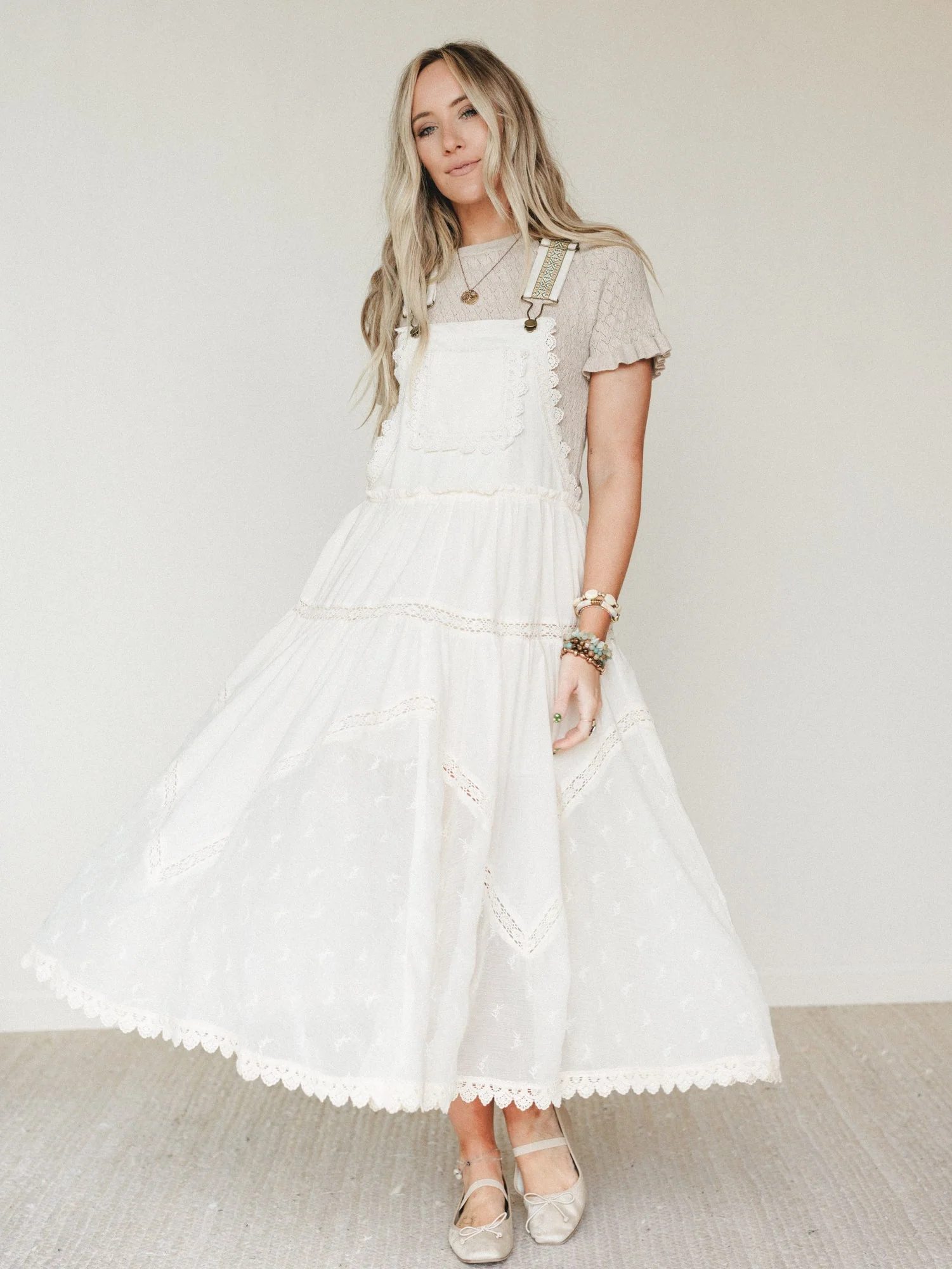 Garden Stroll Overall Dress - Ecru - Image 2