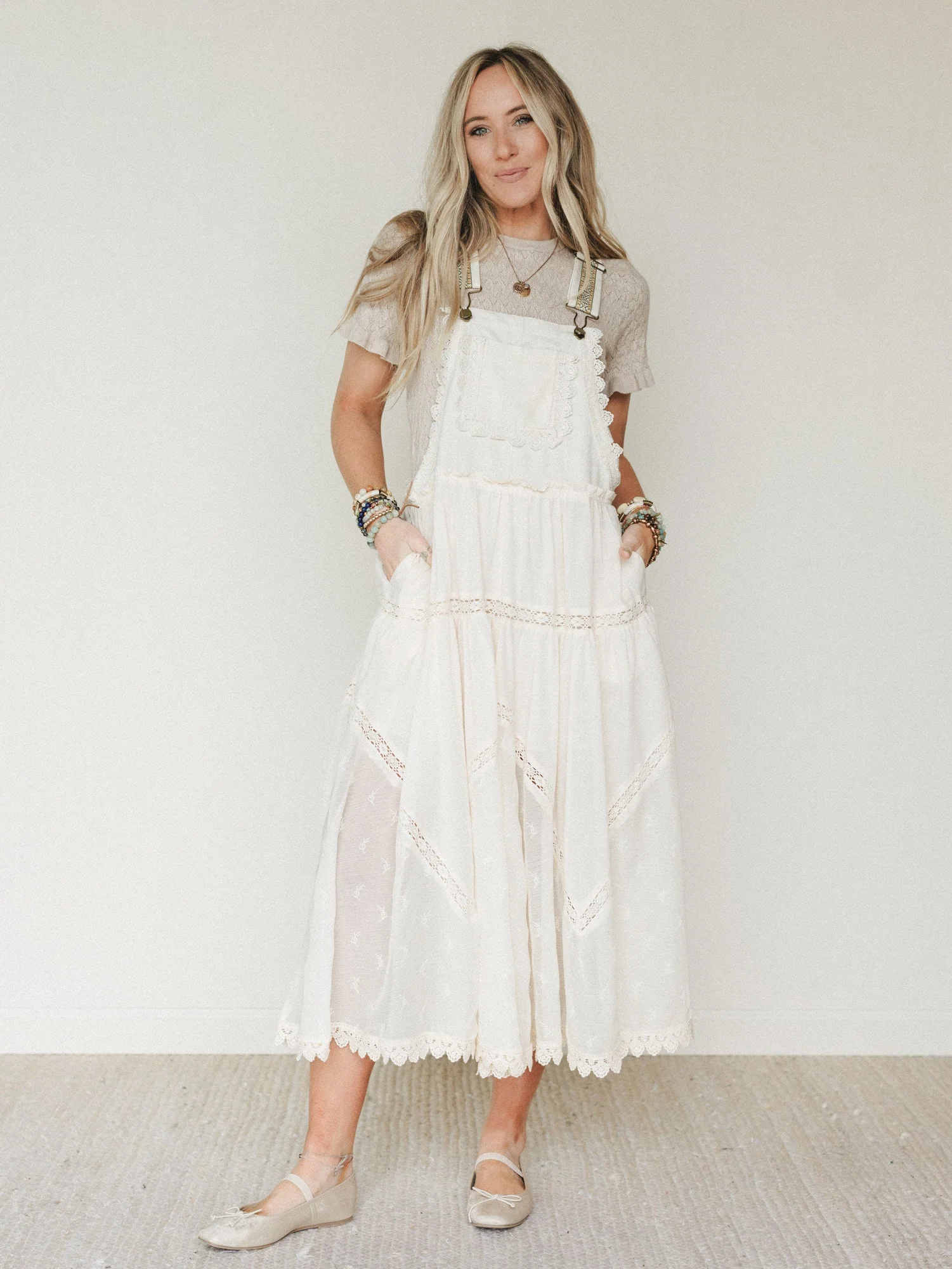 Garden Stroll Overall Dress - Ecru - Image 7