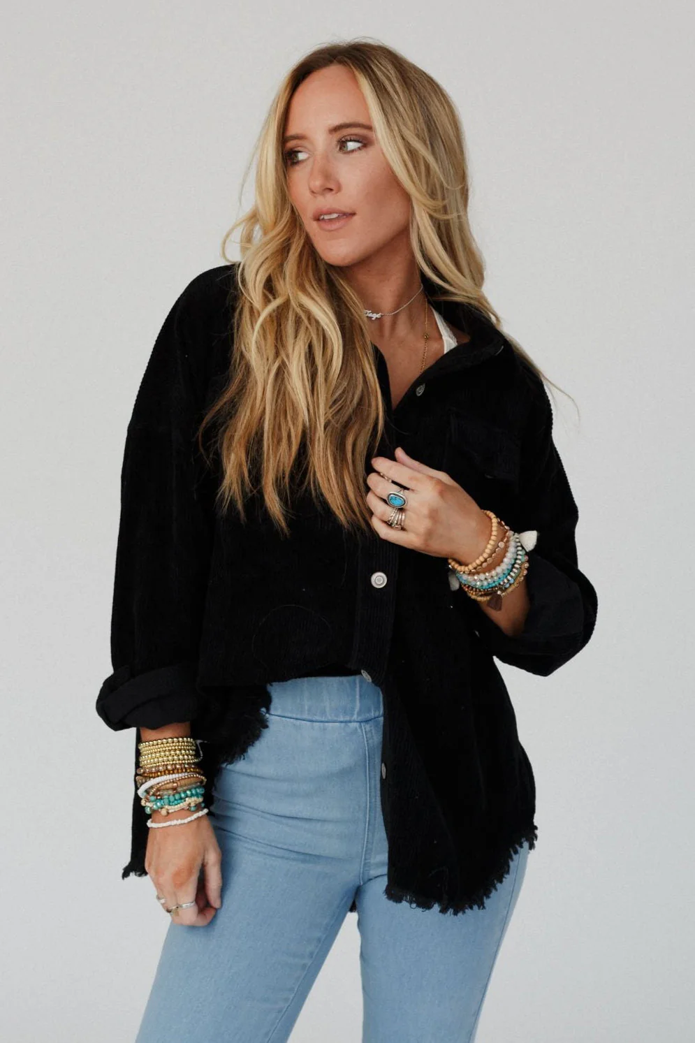 Gardener Embroidered Button Down Top - Black - Image 2