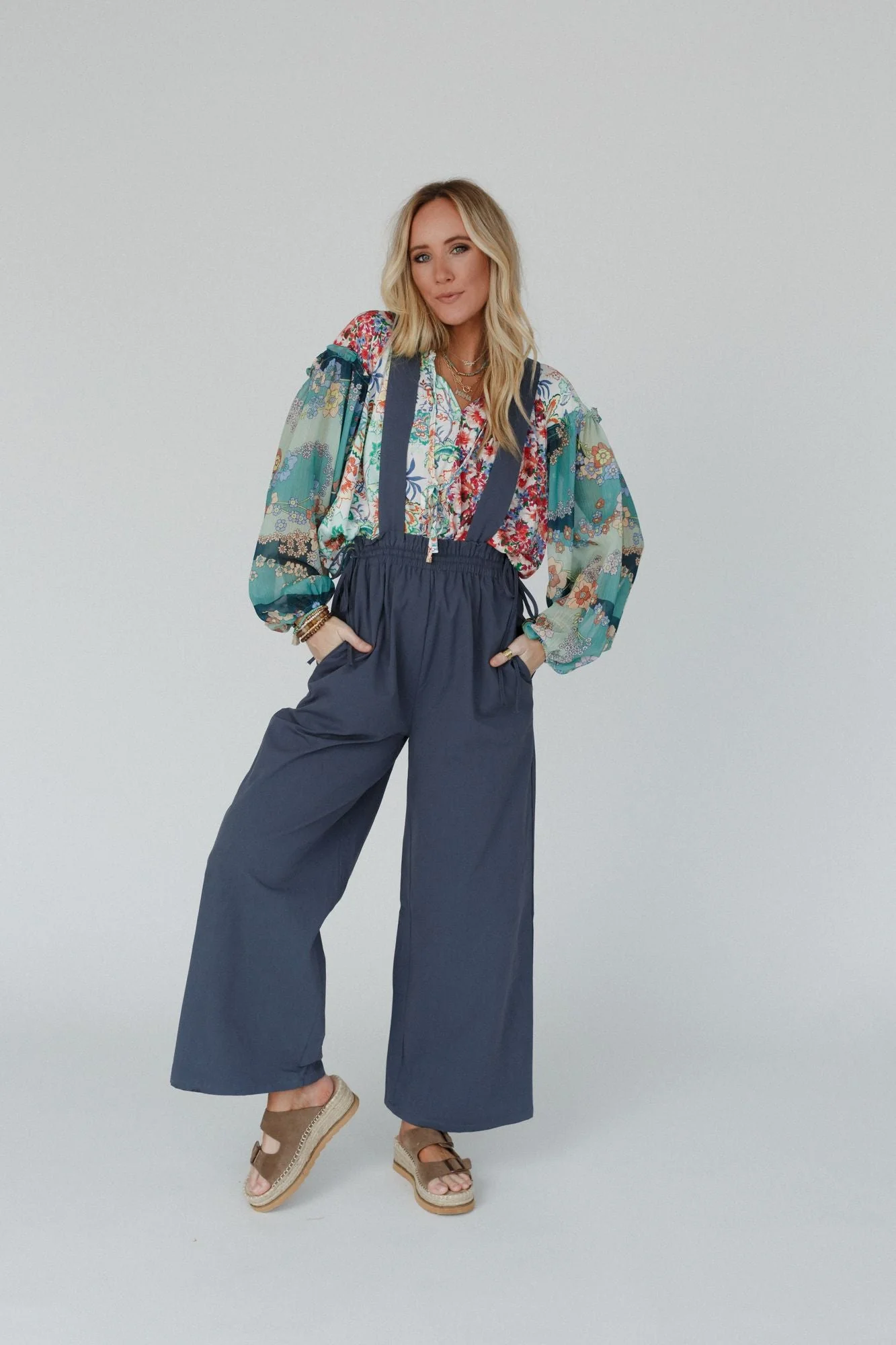 Garland Wide Leg Jumpsuit - Navy - Image 4