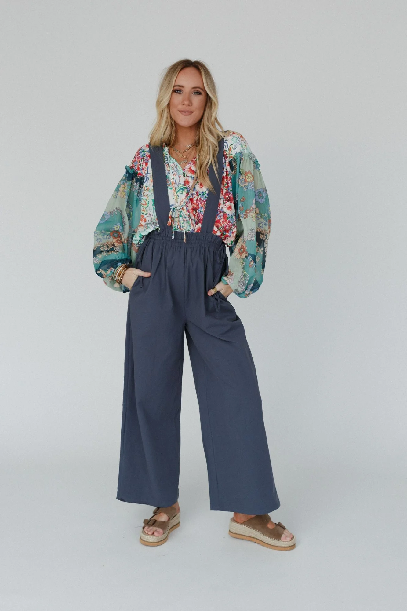 Garland Wide Leg Jumpsuit - Navy - Image 9