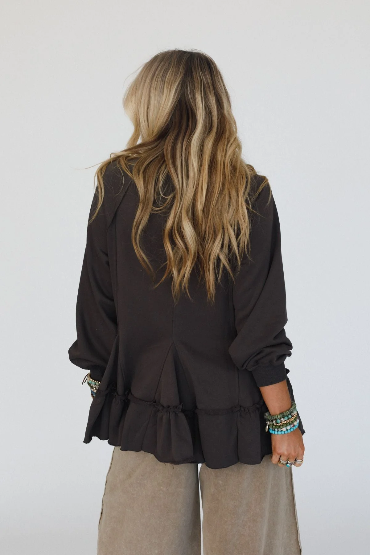 Gia Ruffled Tiered Tunic Top - Ash - Image 2