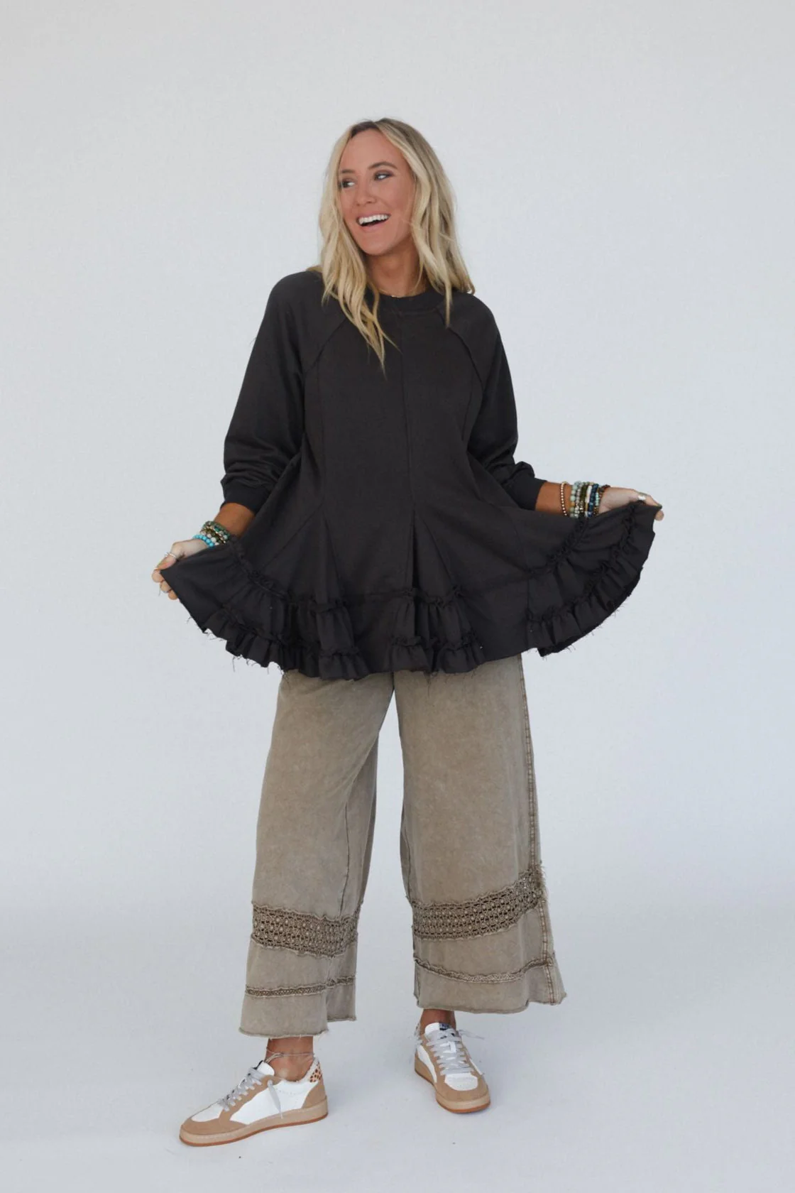 Gia Ruffled Tiered Tunic Top - Ash - Image 4