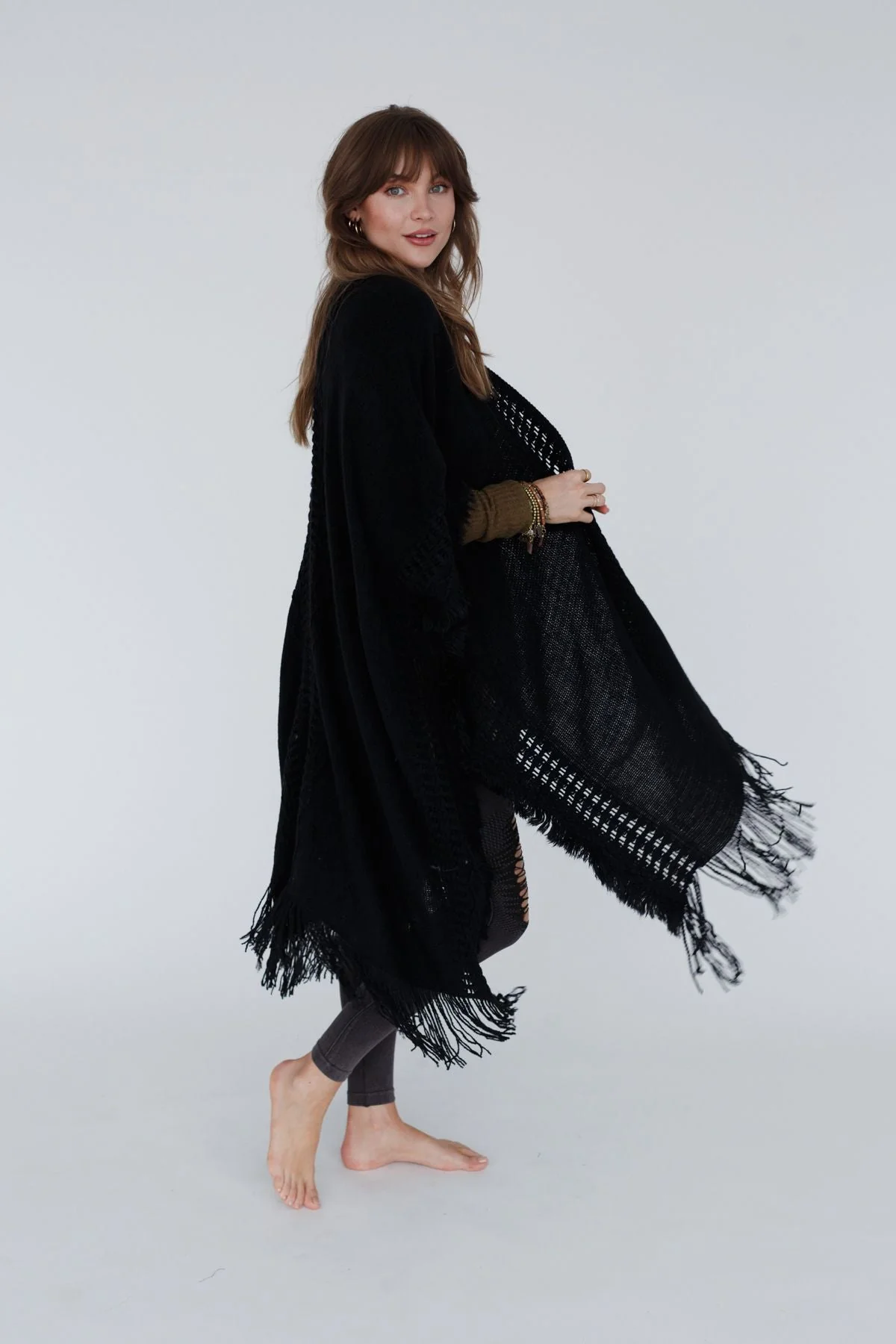 Go With The Flow Ruana - Black - Image 6