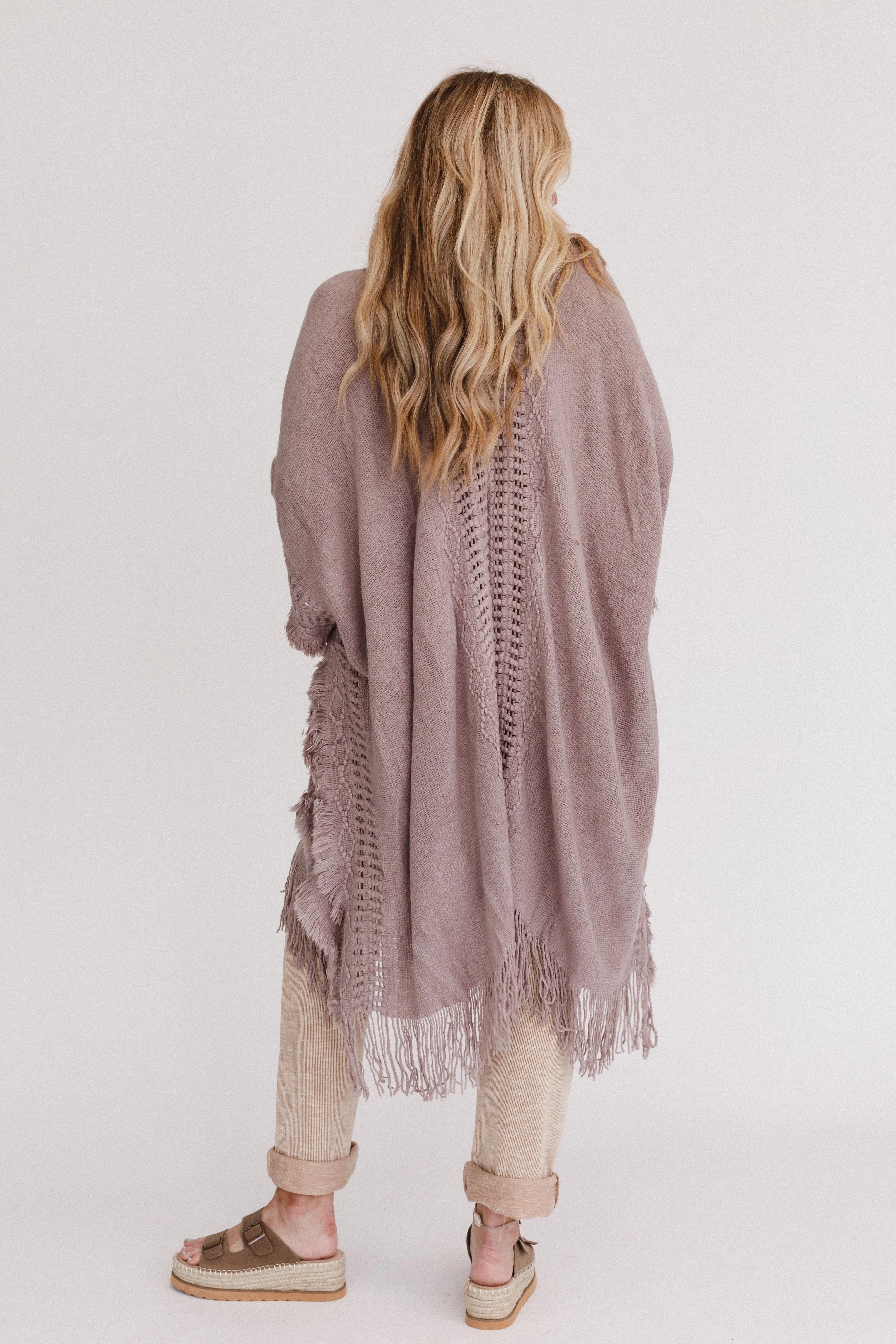 Go With The Flow Ruana - Taupe - Image 3
