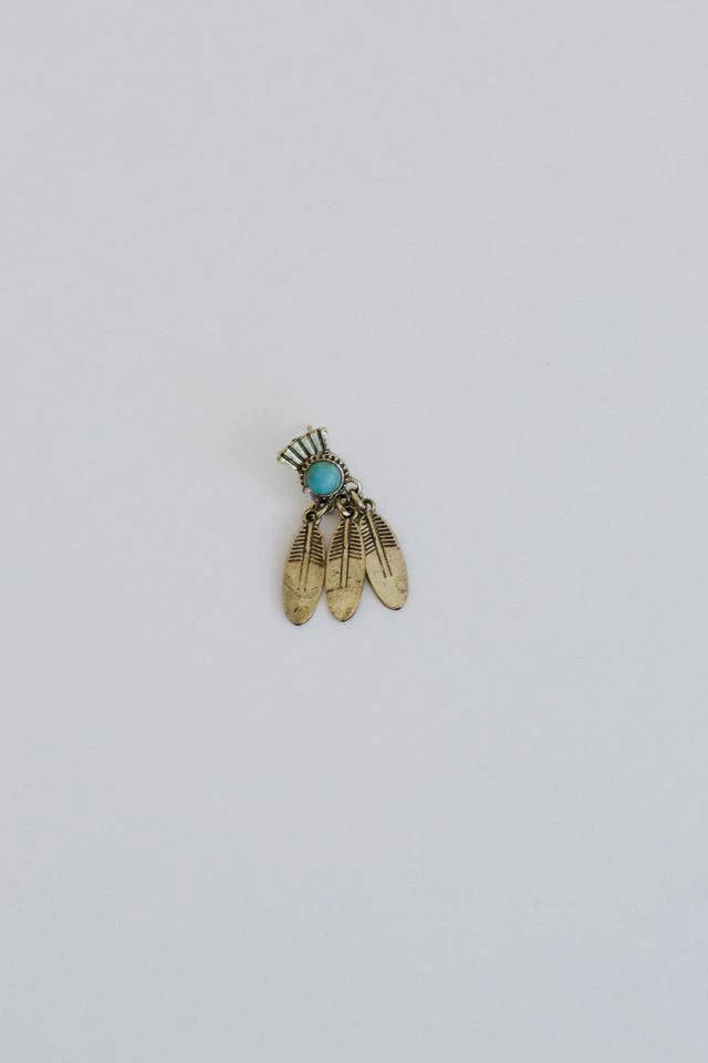 Golden Feather Drop Earrings - Bronze - Image 3