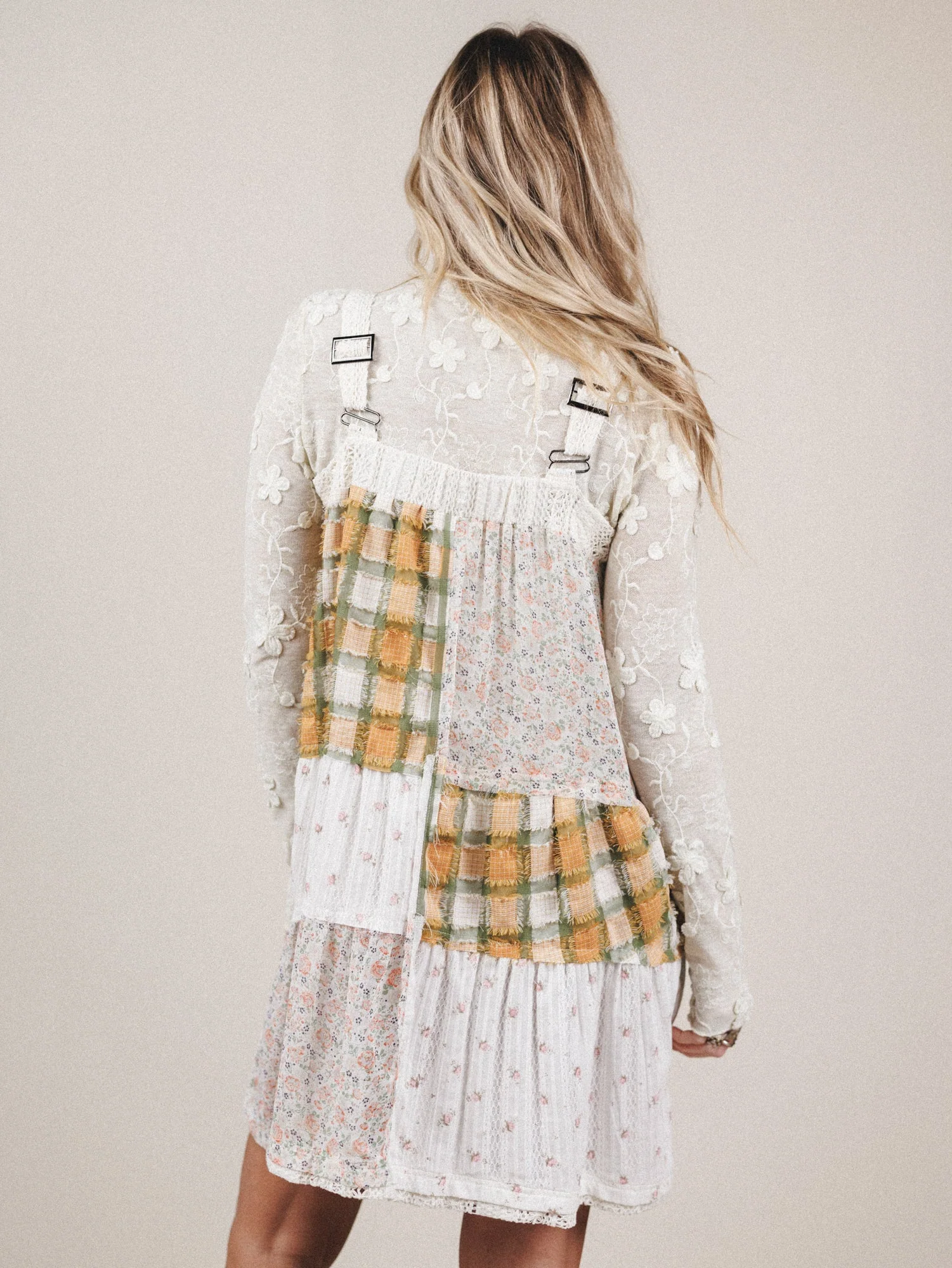 Golden Fields Patchwork Dress - Sage - Image 4