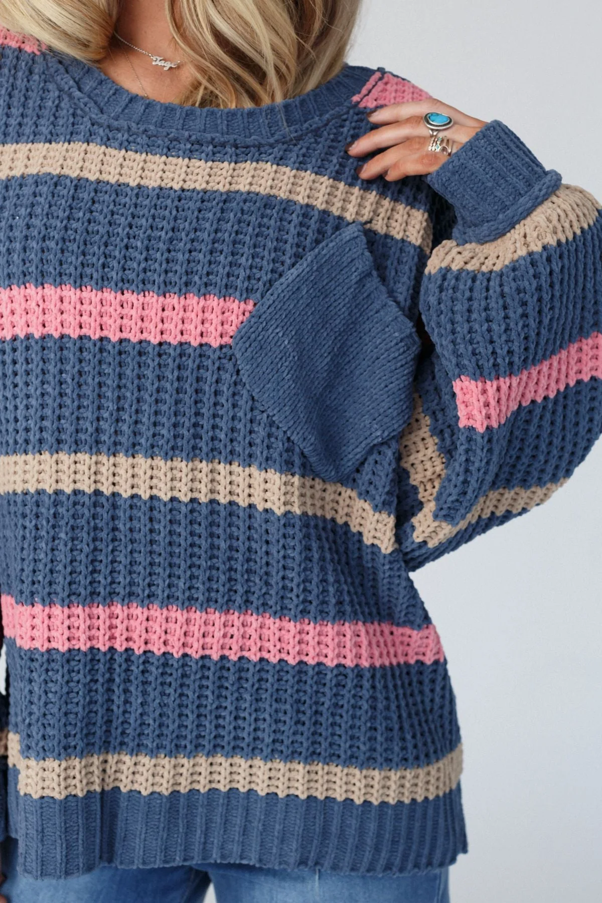 Golden Girl Striped Sweater - Navy - Image 10
