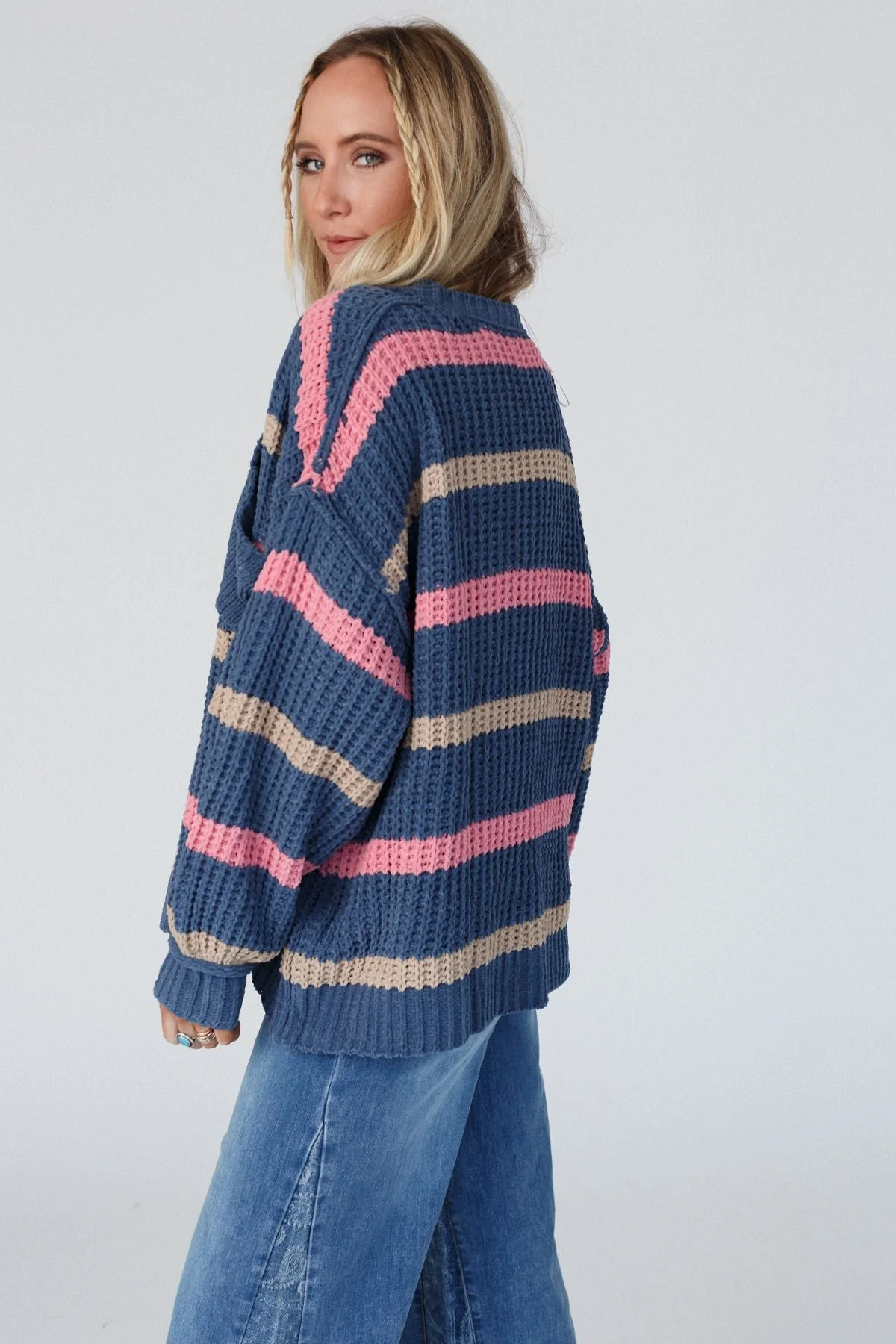 Golden Girl Striped Sweater - Navy - Image 6