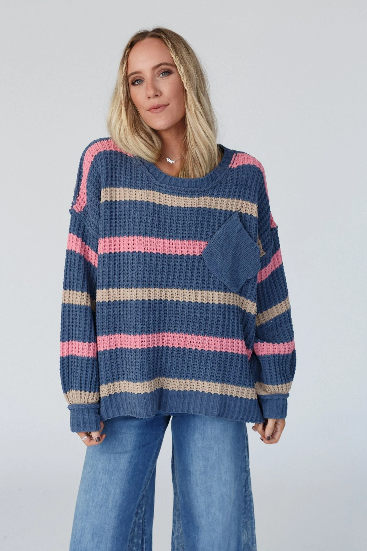 Golden Girl Striped Sweater - Navy - Image 7