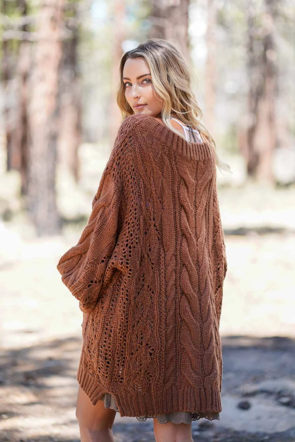 Golden Hour Bubble Sleeve Sweater Dress - Mocha - Image 2
