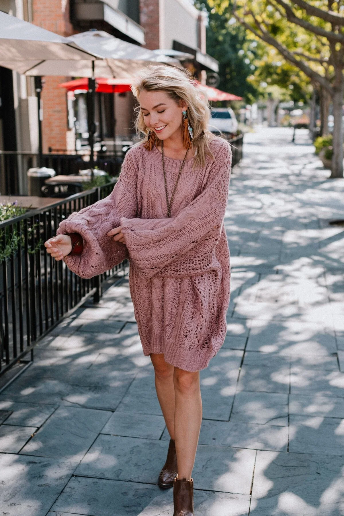 Golden Hour Bubble Sleeve Sweater - Mauve - Image 3