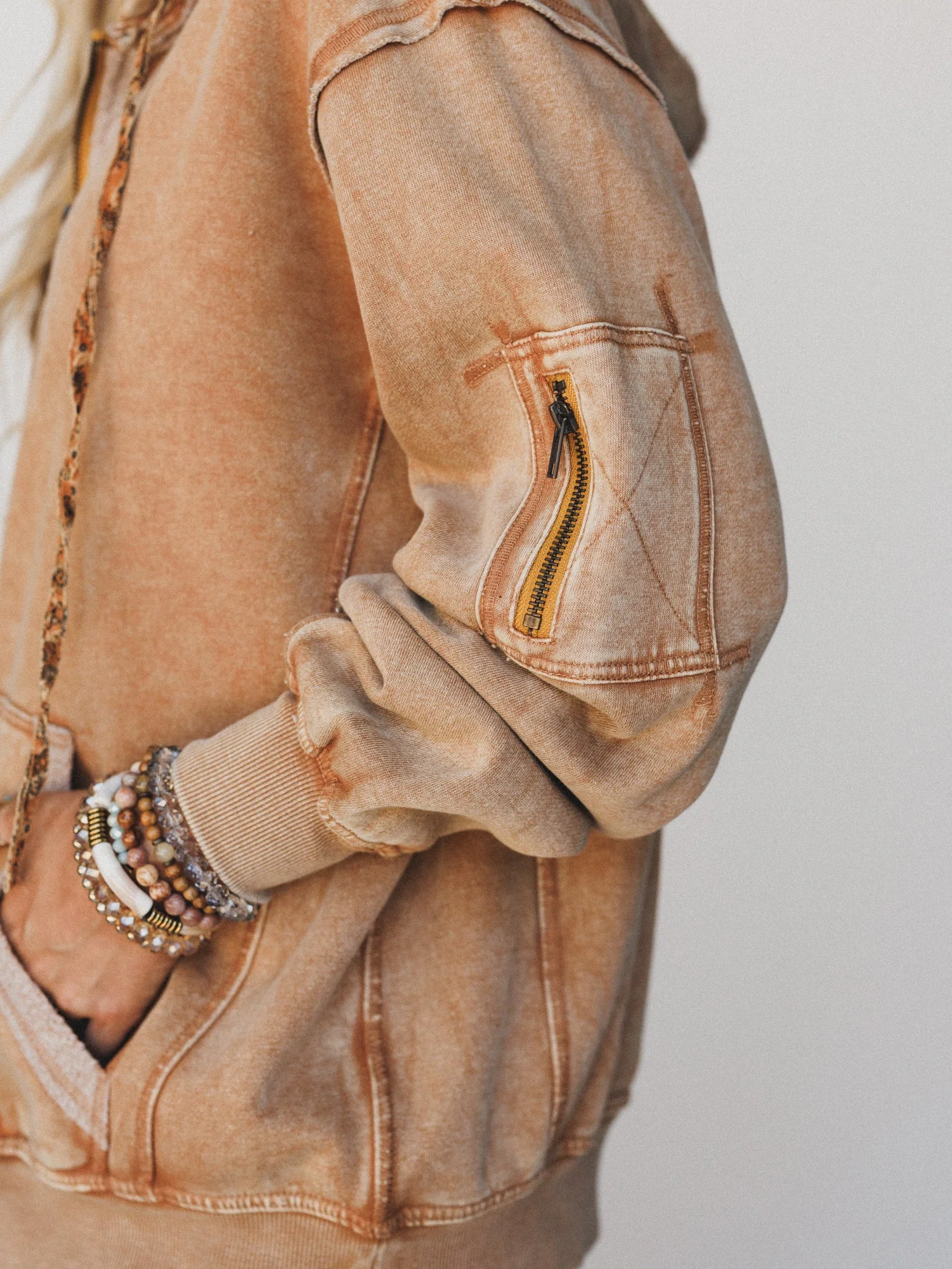 Golden Ray Zip Up Hoodie - Camel - Image 3