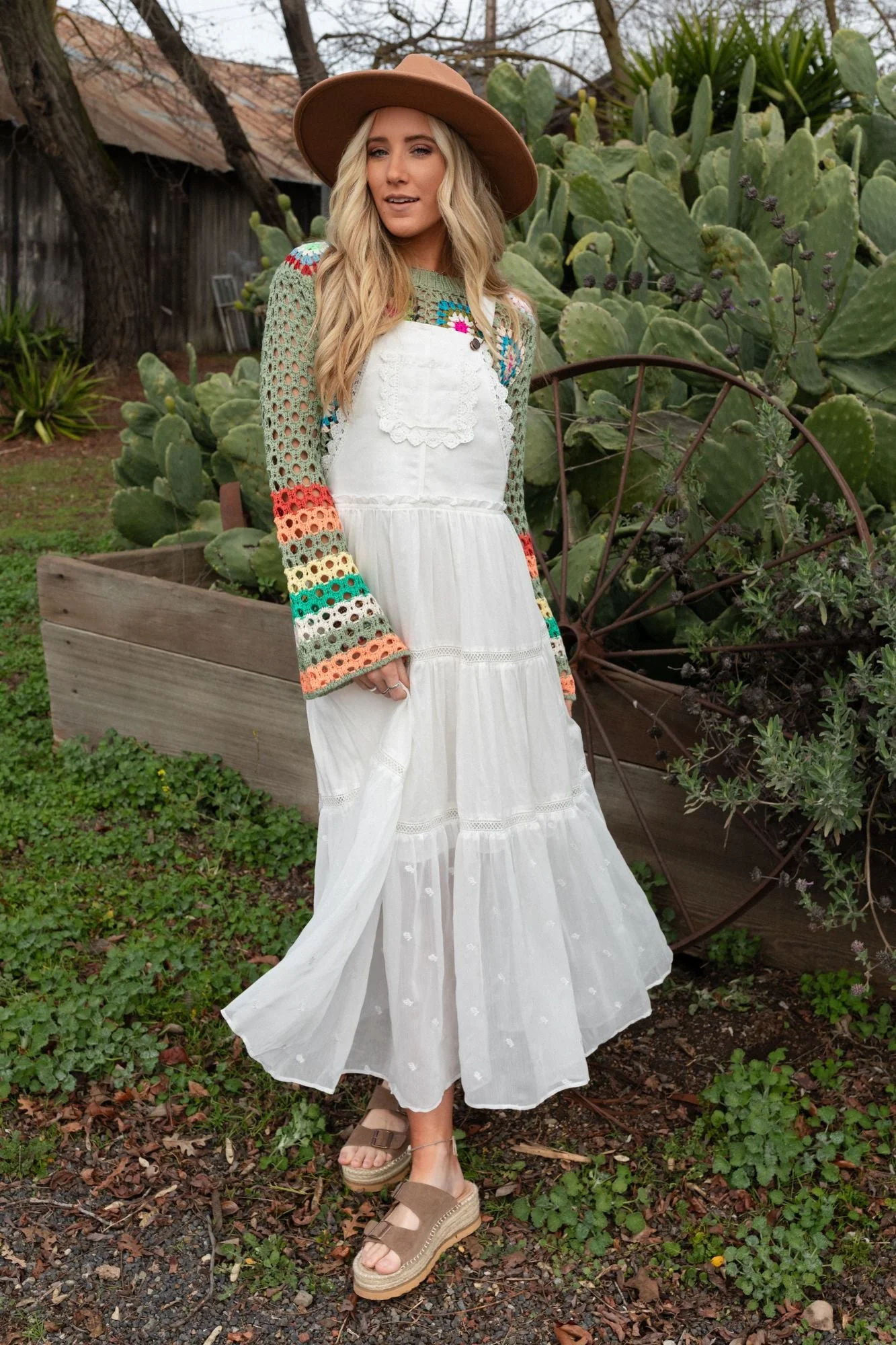 Green Paths Overall Dress - Off White - Image 3