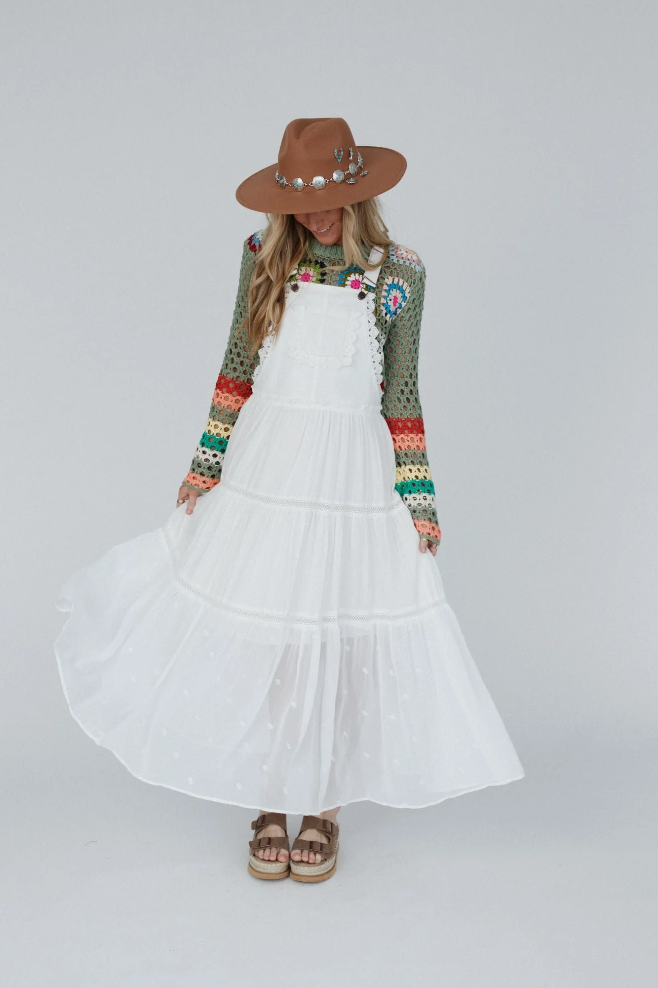 Green Paths Overall Dress - Off White - Image 7