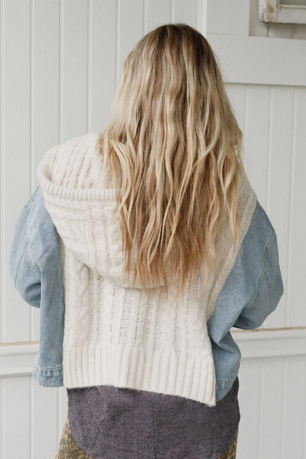 Gwen Denim Sweater Jacket - Oatmeal - Image 3