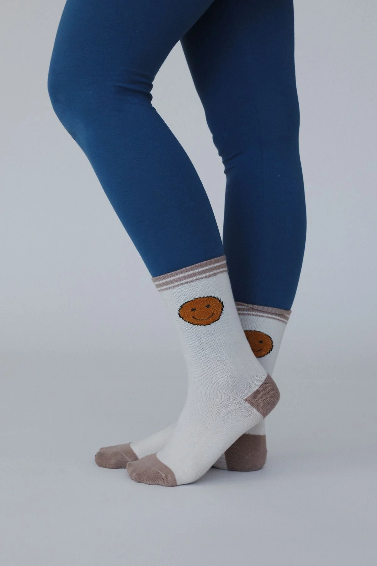 Happy Feet Smiley Face Socks - Ivory - Image 2