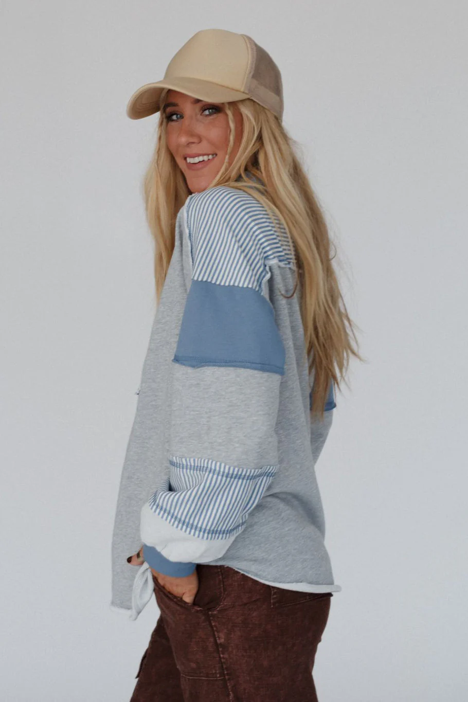 Harmony Haze Henley Top - Heather Gray - Image 2