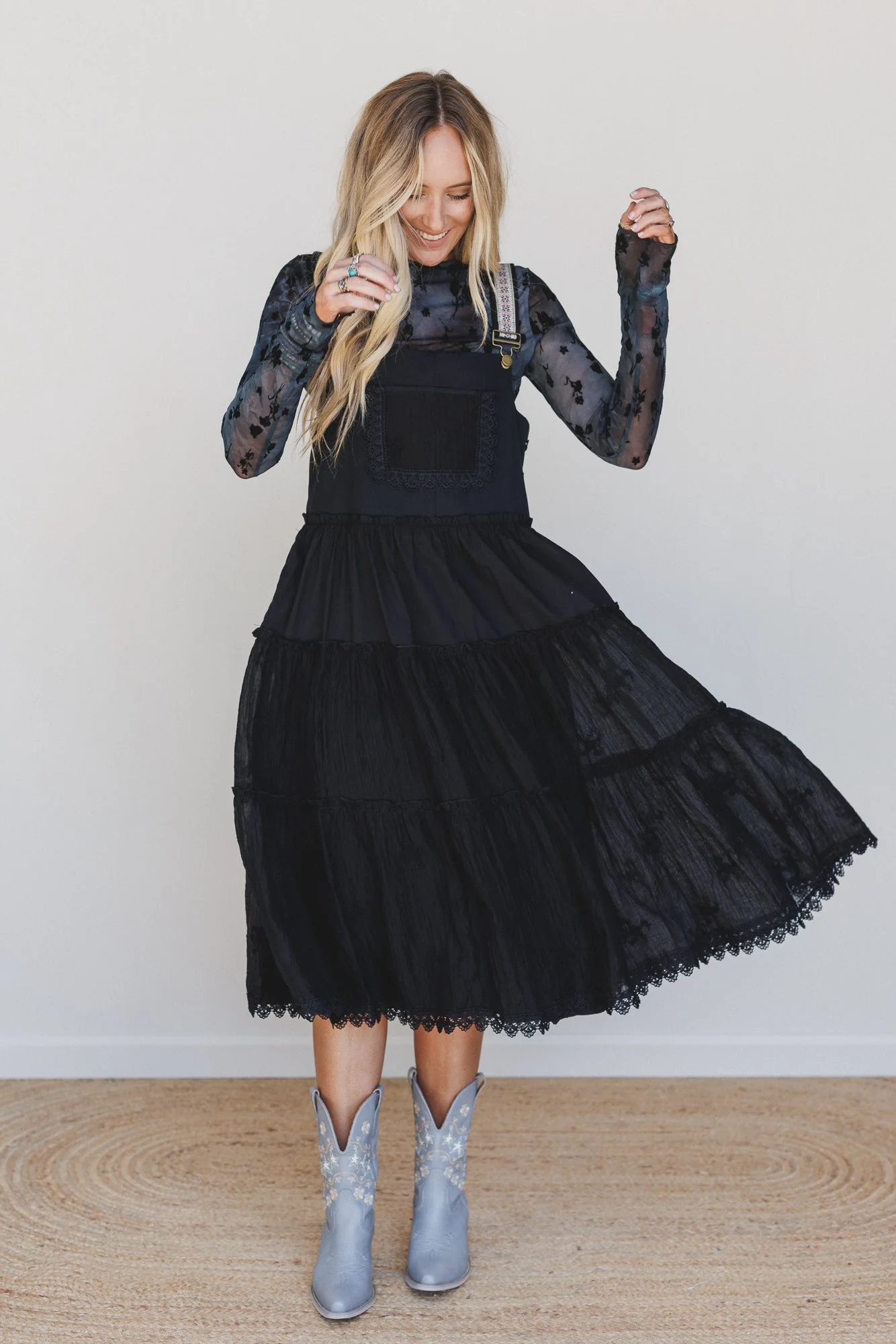 Harvest Haze Overalls Dress - Black - Image 2