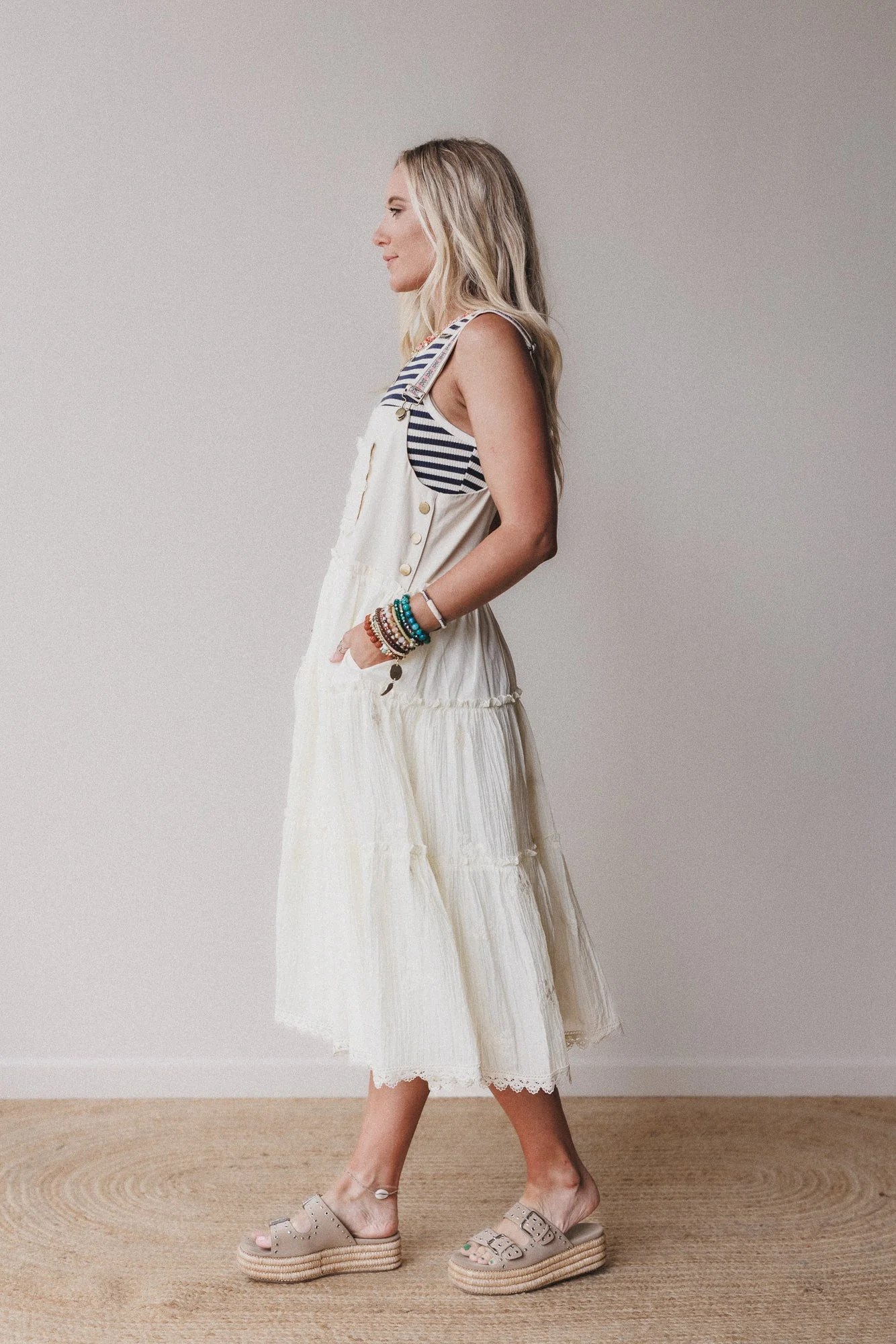 Harvest Haze Overalls Dress - Cream - Image 4