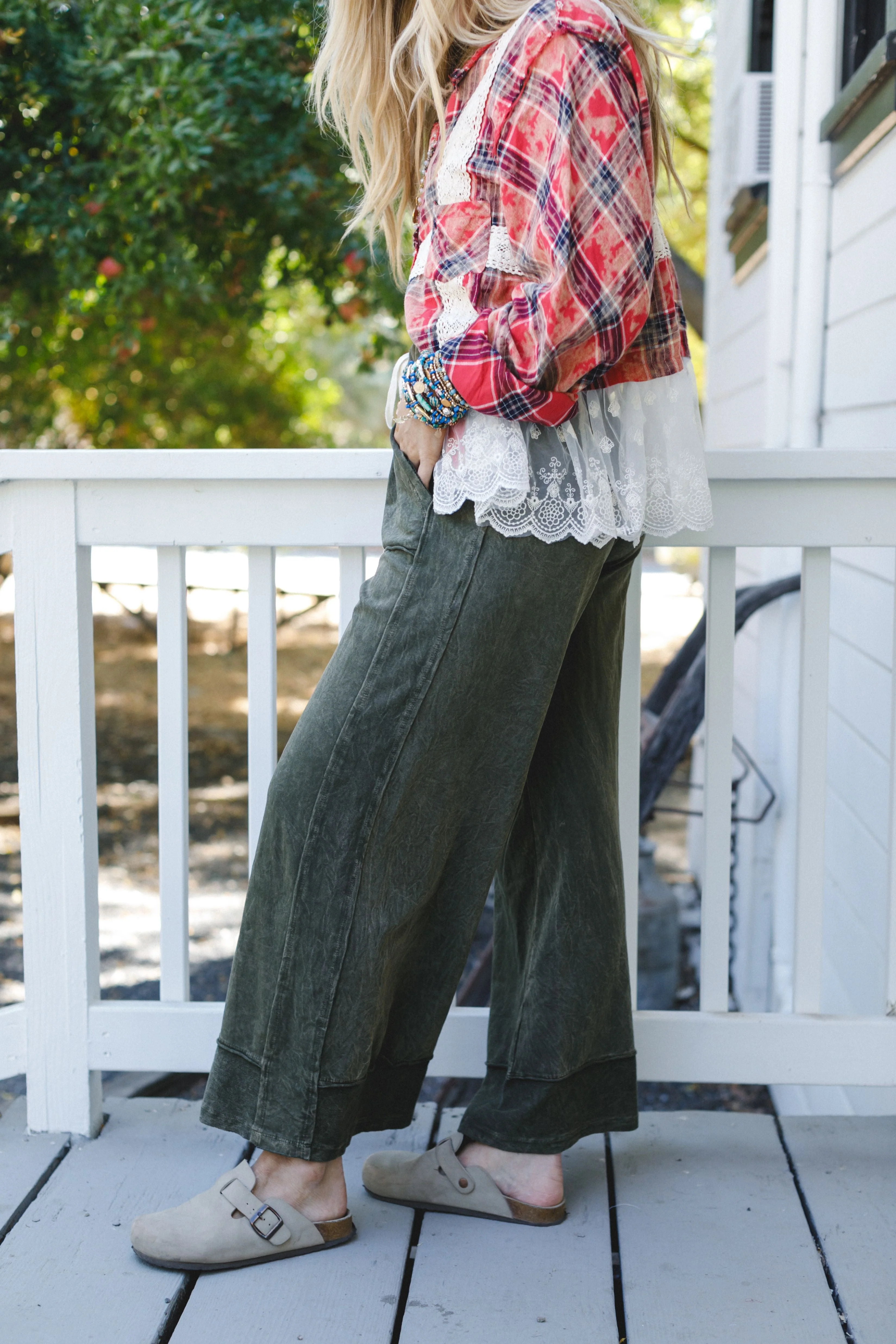 The Nest Heaven Sent Wide Leg Pant - Olive - Image 4