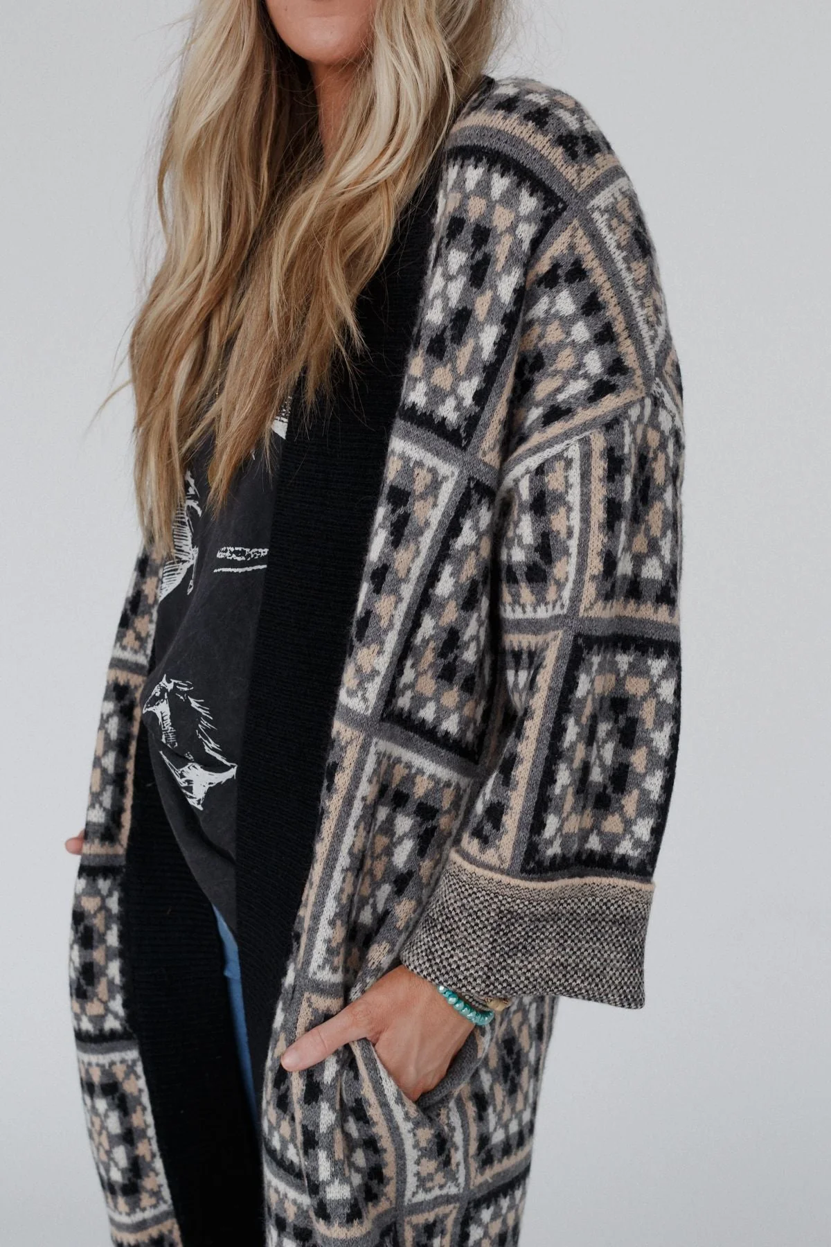 Heirloom Blooms Duster Cardigan - Black - Image 6