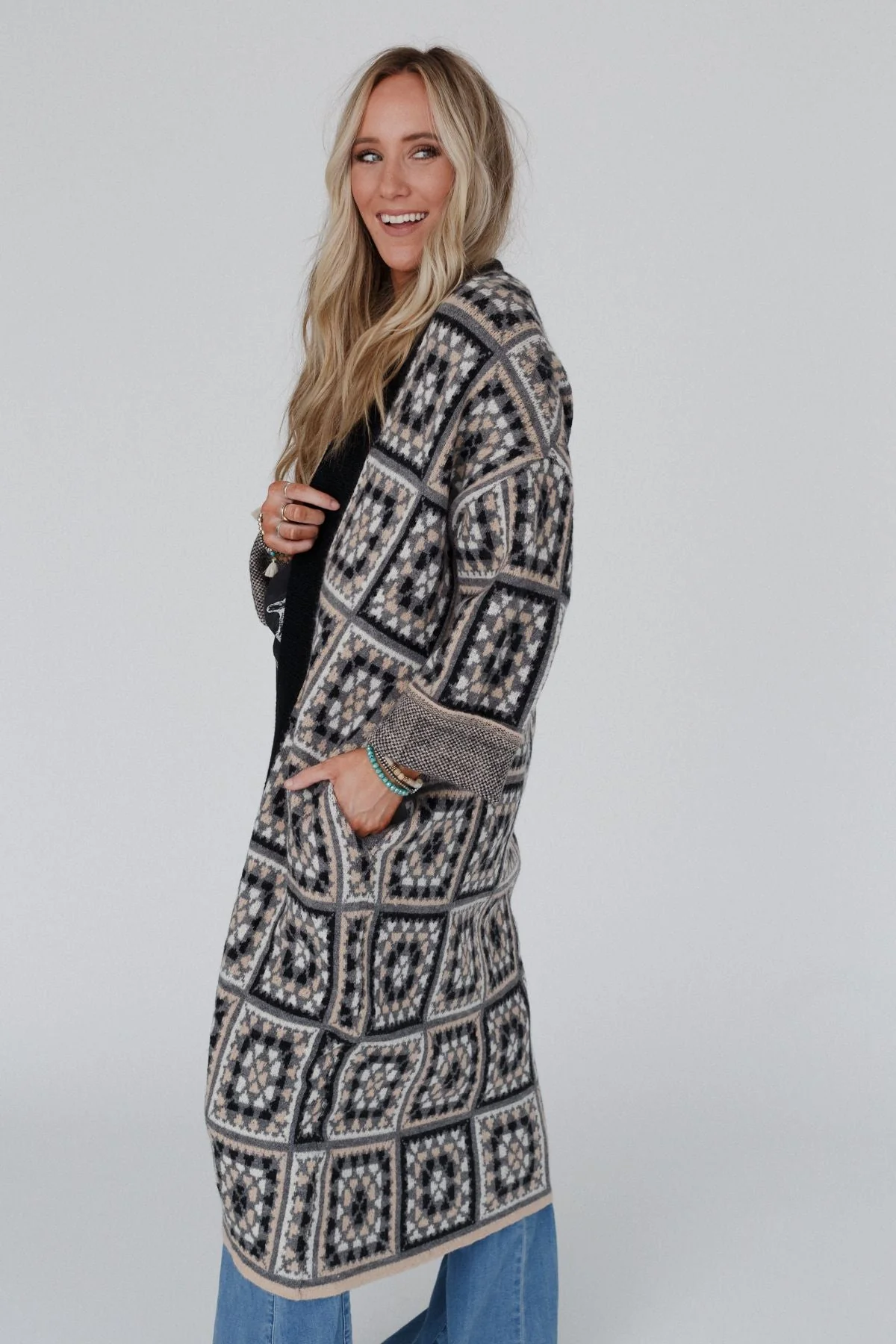 Heirloom Blooms Duster Cardigan - Black - Image 7