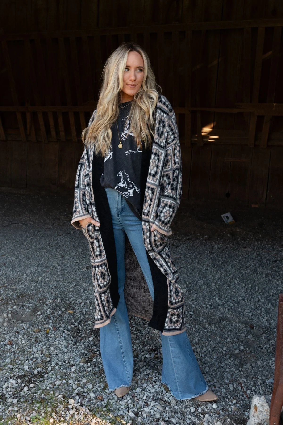Heirloom Blooms Duster Cardigan - Black - Image 9