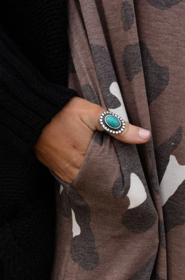 Hidden Beach Adjustable Turquoise Ring - Silver - Image 5