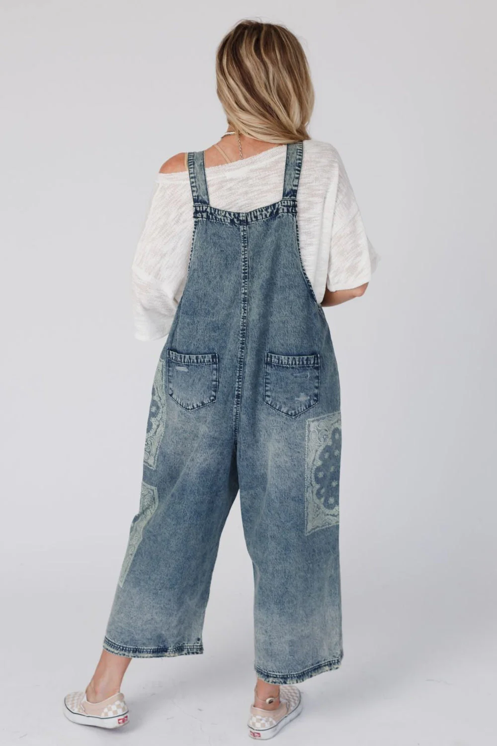 High Hopes Slouchy Denim Overalls - Denim Bandana - Image 5
