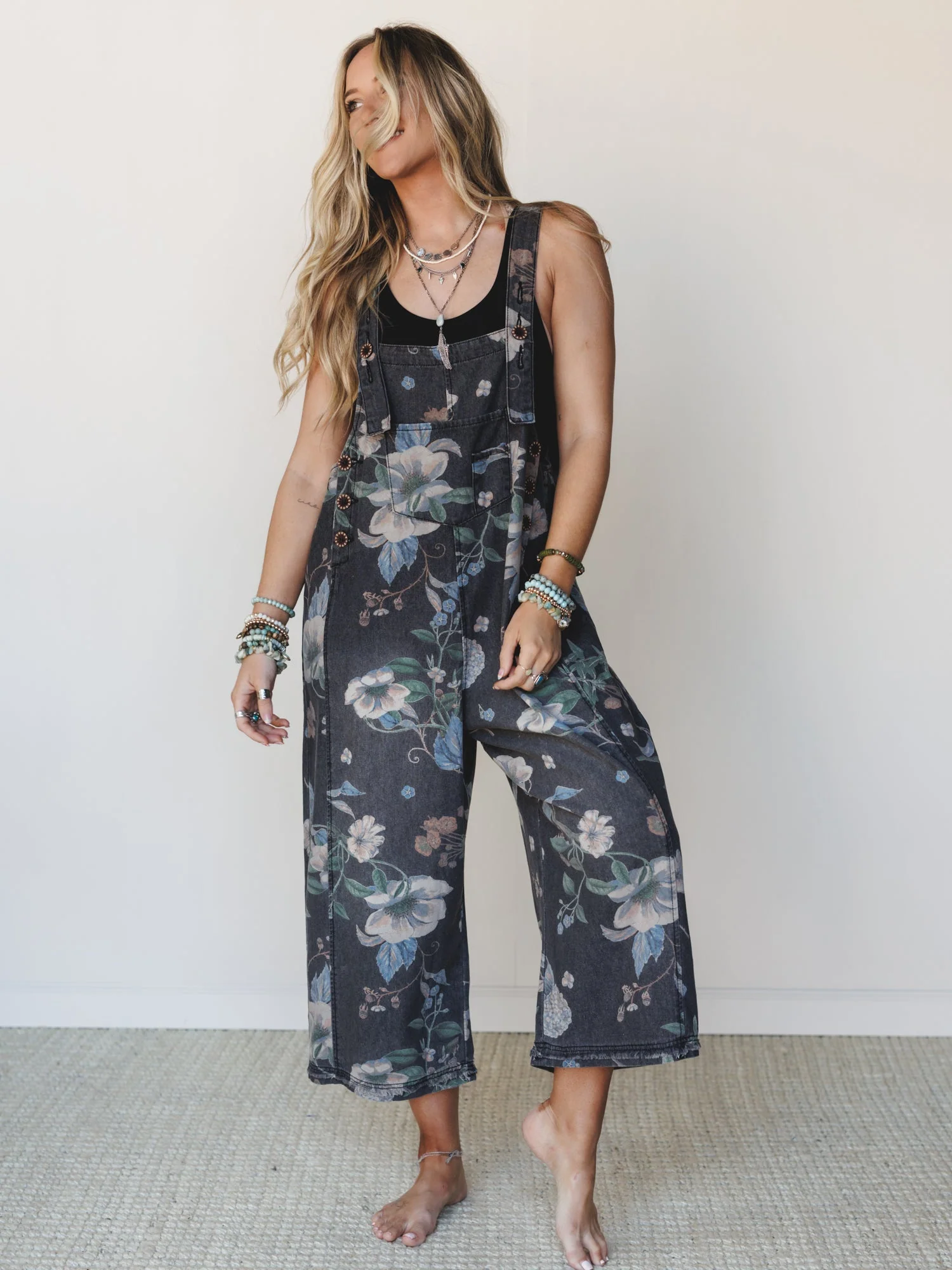 High Hopes Slouchy Denim Overalls - Black Denim - Image 12
