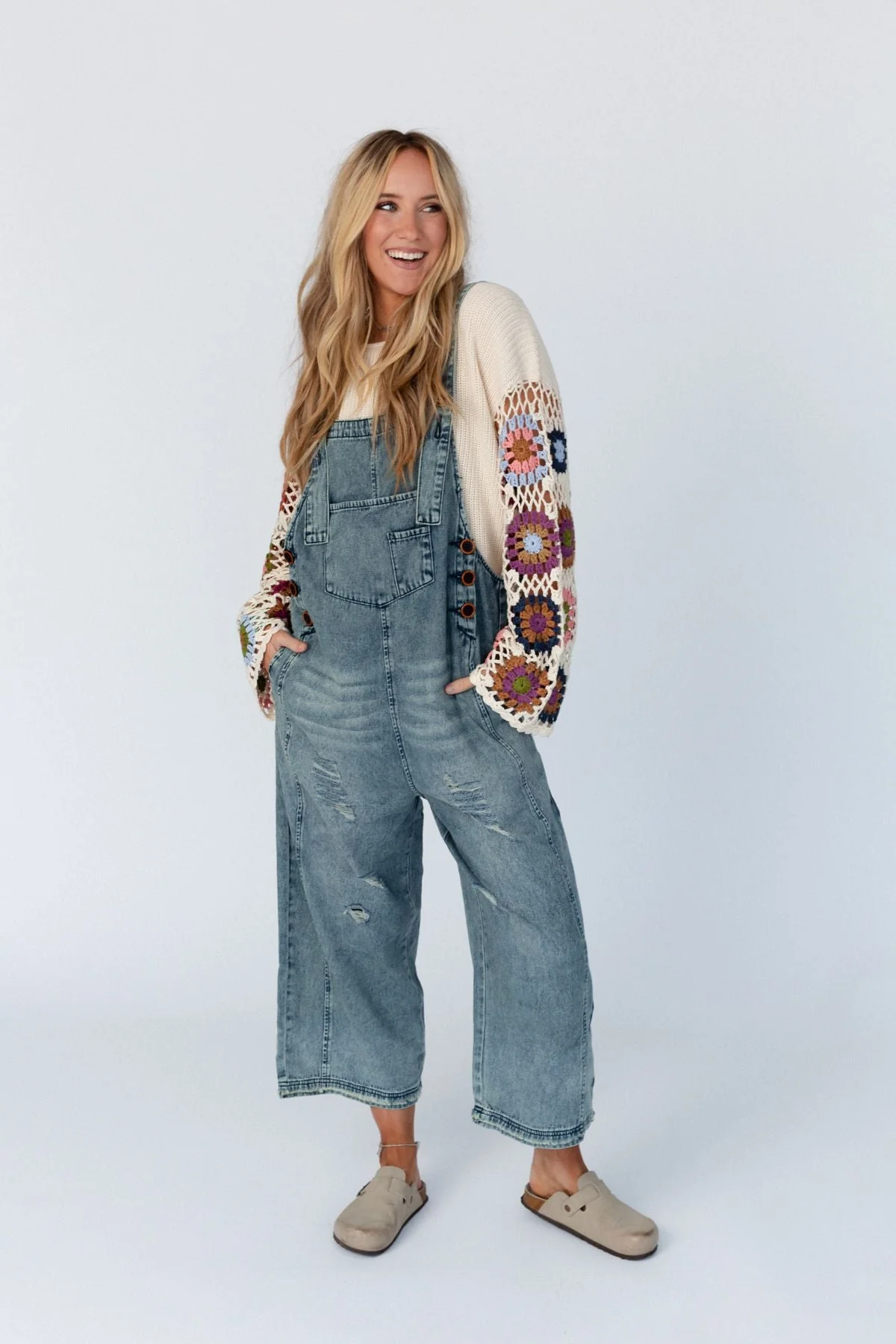 High Hopes Slouchy Pocket Denim Overalls - Blue Pockets - Image 10