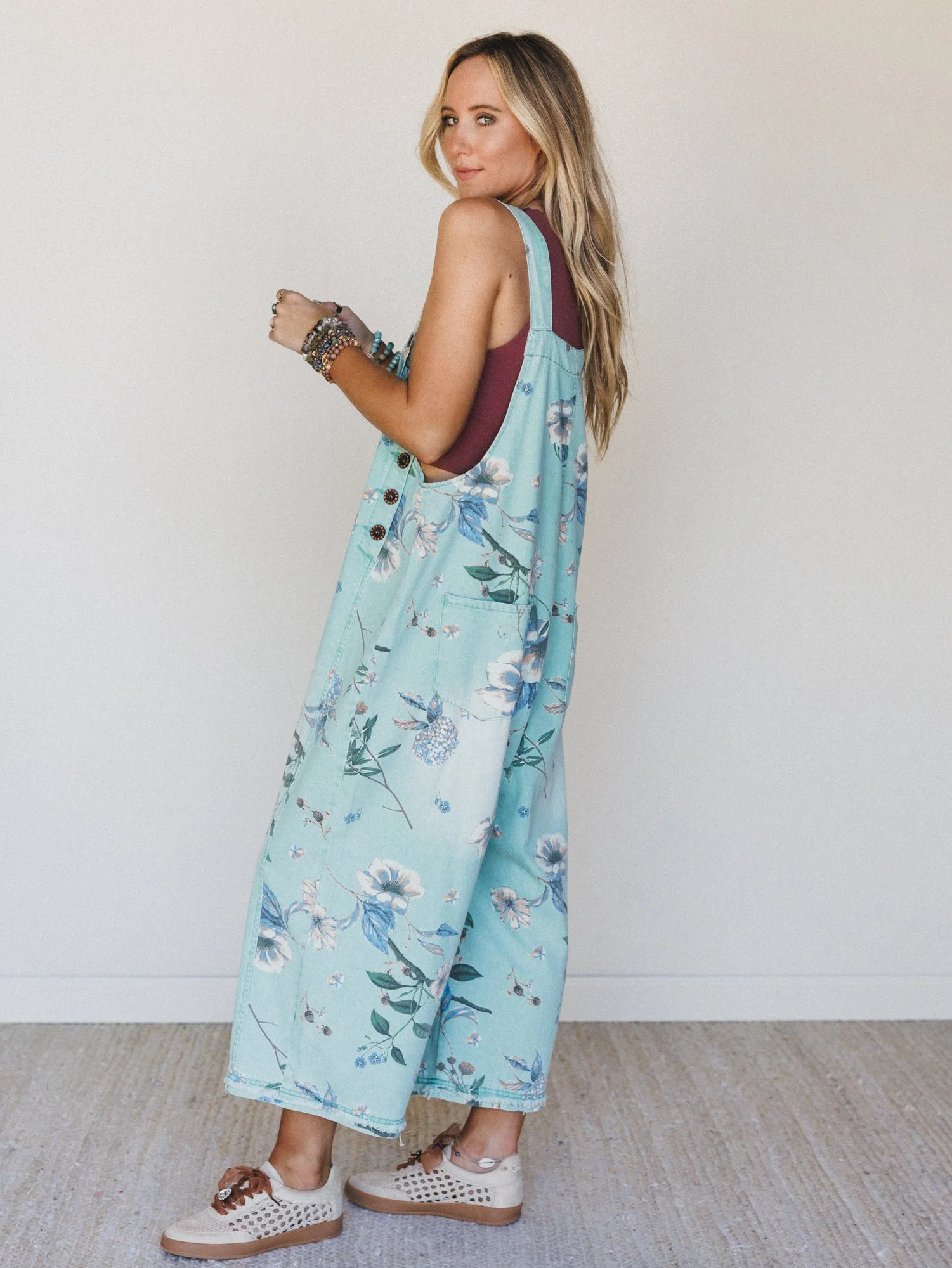 High Hopes Slouchy Denim Overalls - Mint - Image 3