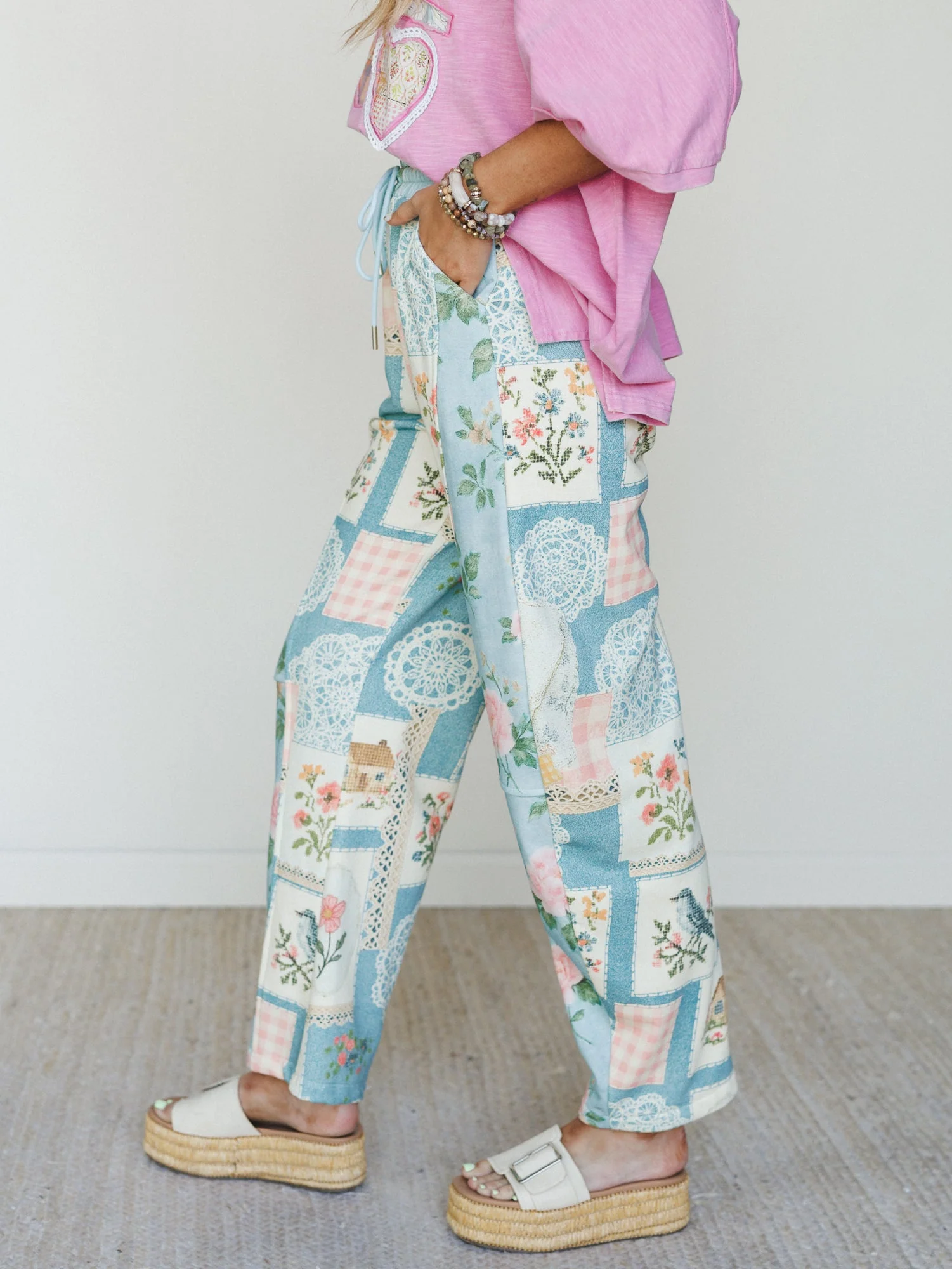 High Tea Garden Barrel Lounge Pants - Blue Combo - Image 4