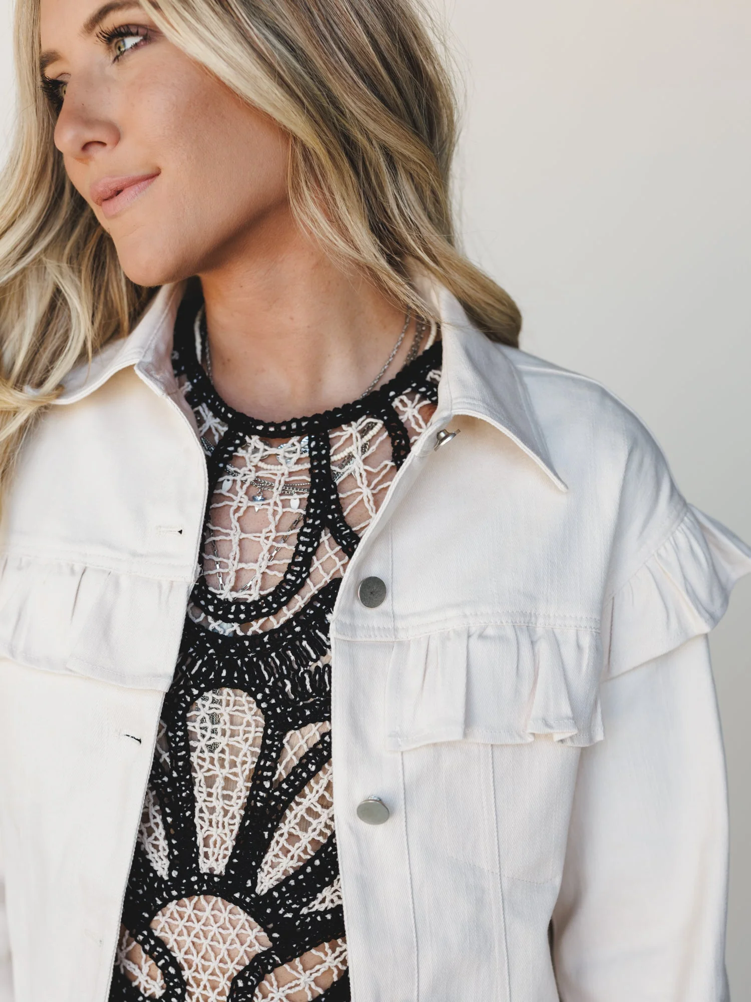 Home On the Range Ruffle Jacket  - Ecru - Image 3