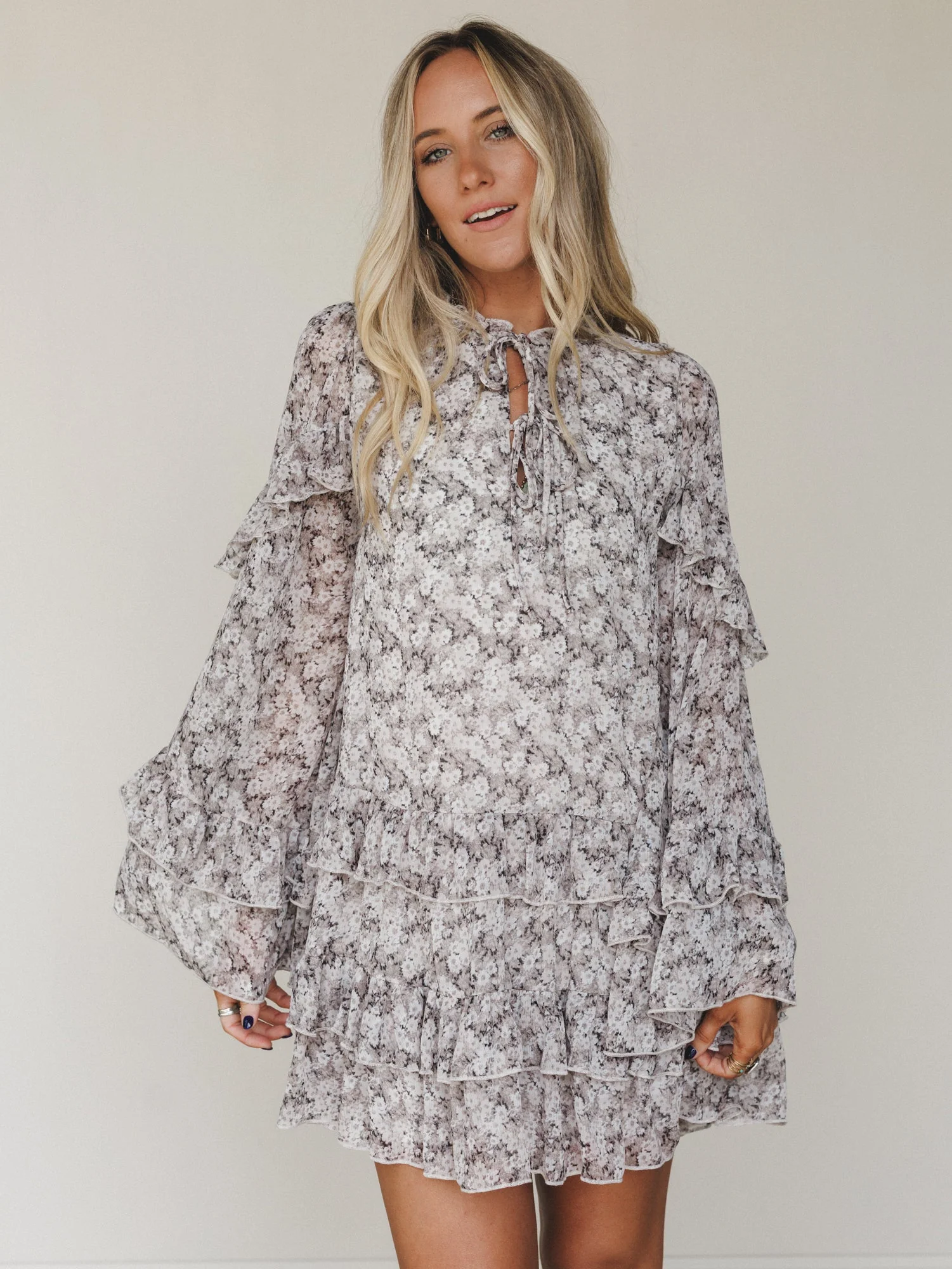 Honeycloud Days Floral Dress - Grey - Pre Order - Image 2