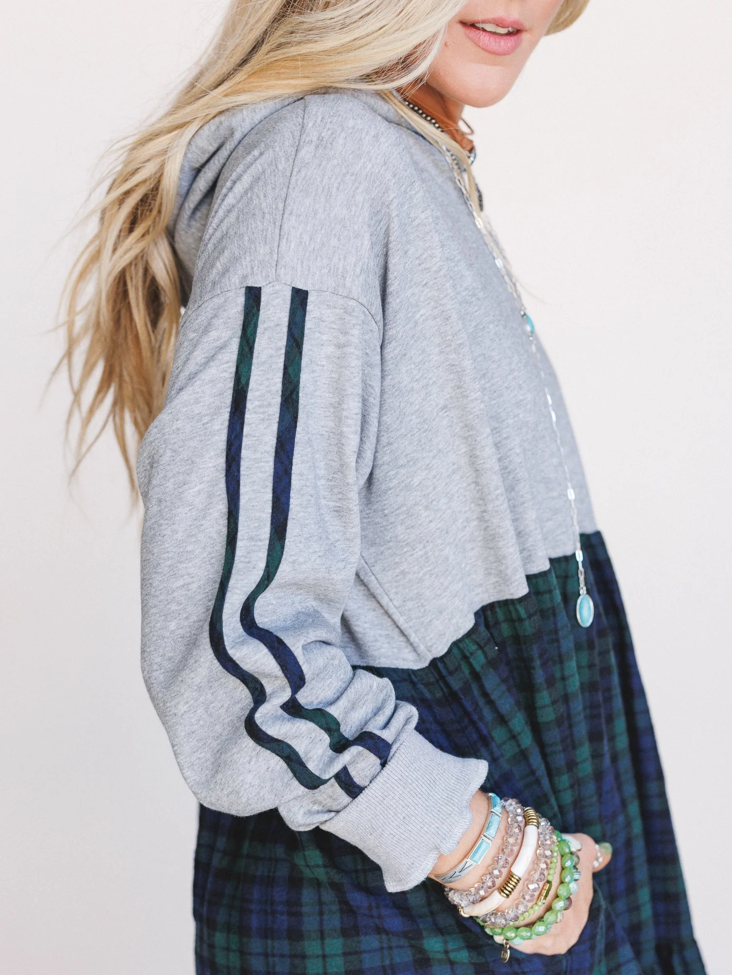 Honor Roll Plaid Mix Dress - Heather Grey - Image 4