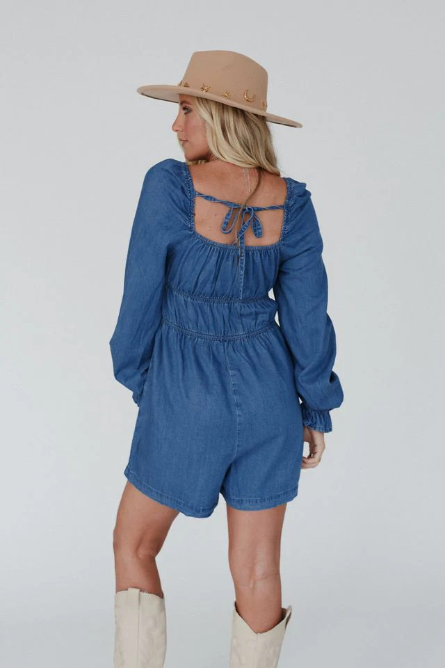 Indigo Breeze Smocked Romper - Blue - Image 4