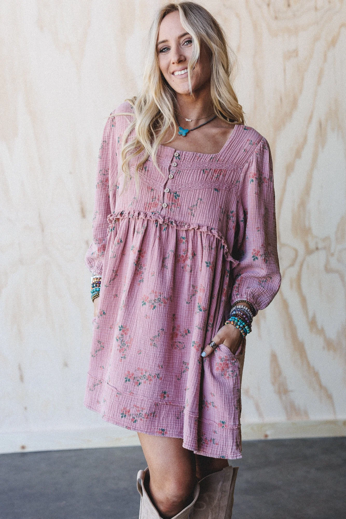Infinite Dreamer Floral Babydoll Dress - Mauve - Image 2