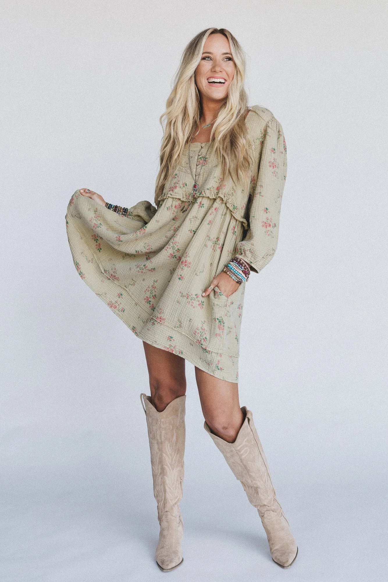 Infinite Dreamer Floral Babydoll Dress - Sage - Image 2
