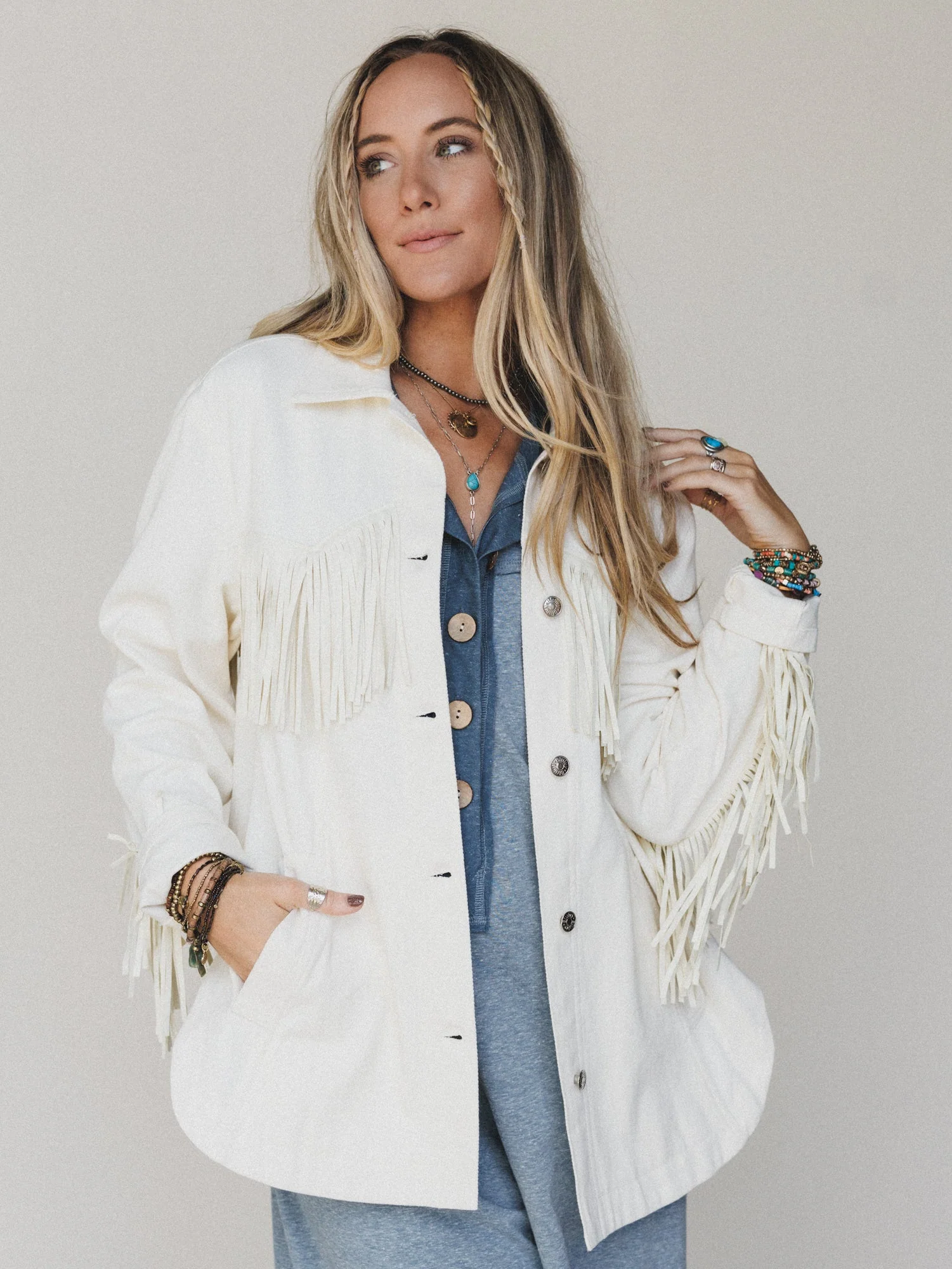 Jackson Hole Button Down Jacket - White - Image 3