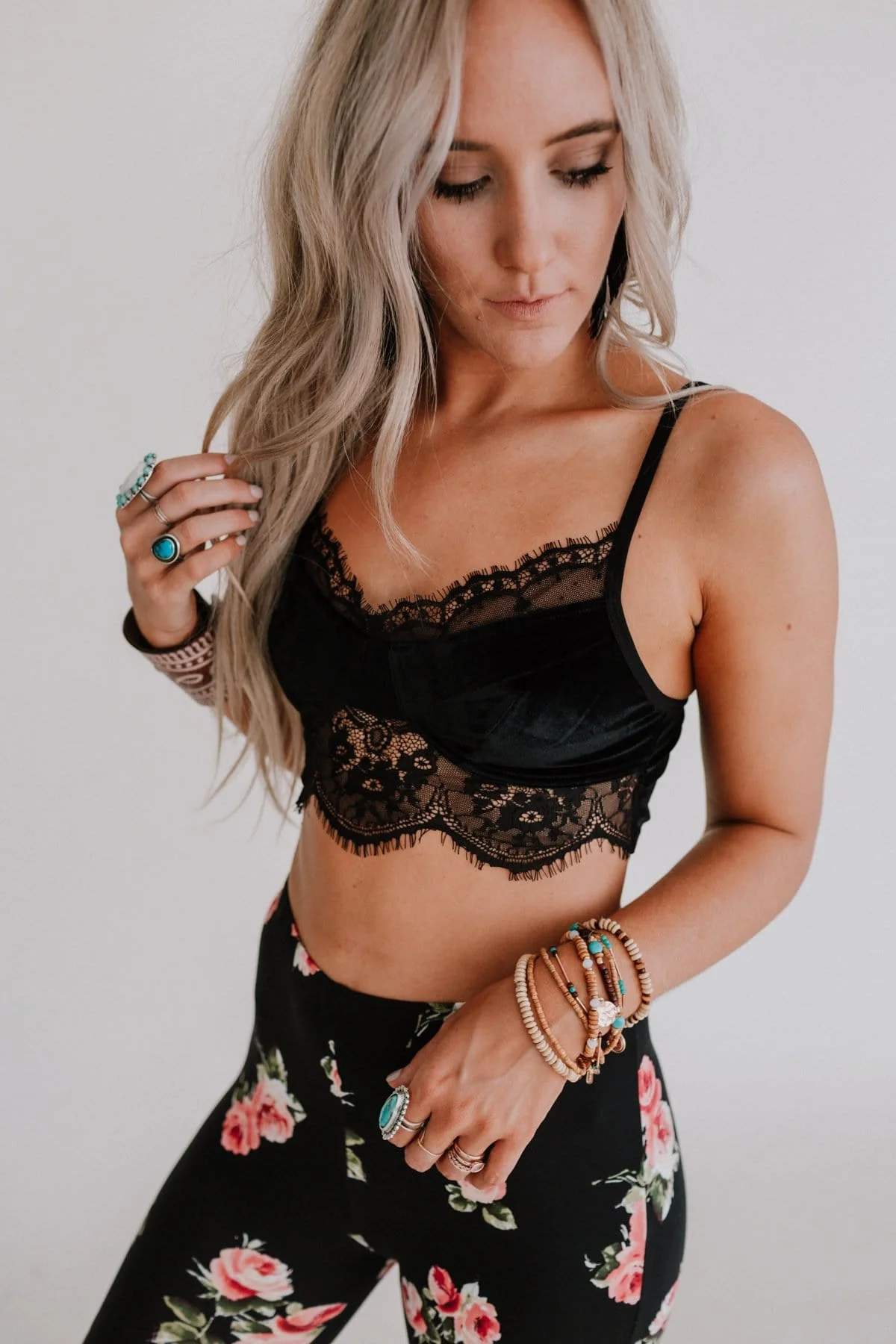 Jessa Velvet and Lace Cami - Black - Image 3