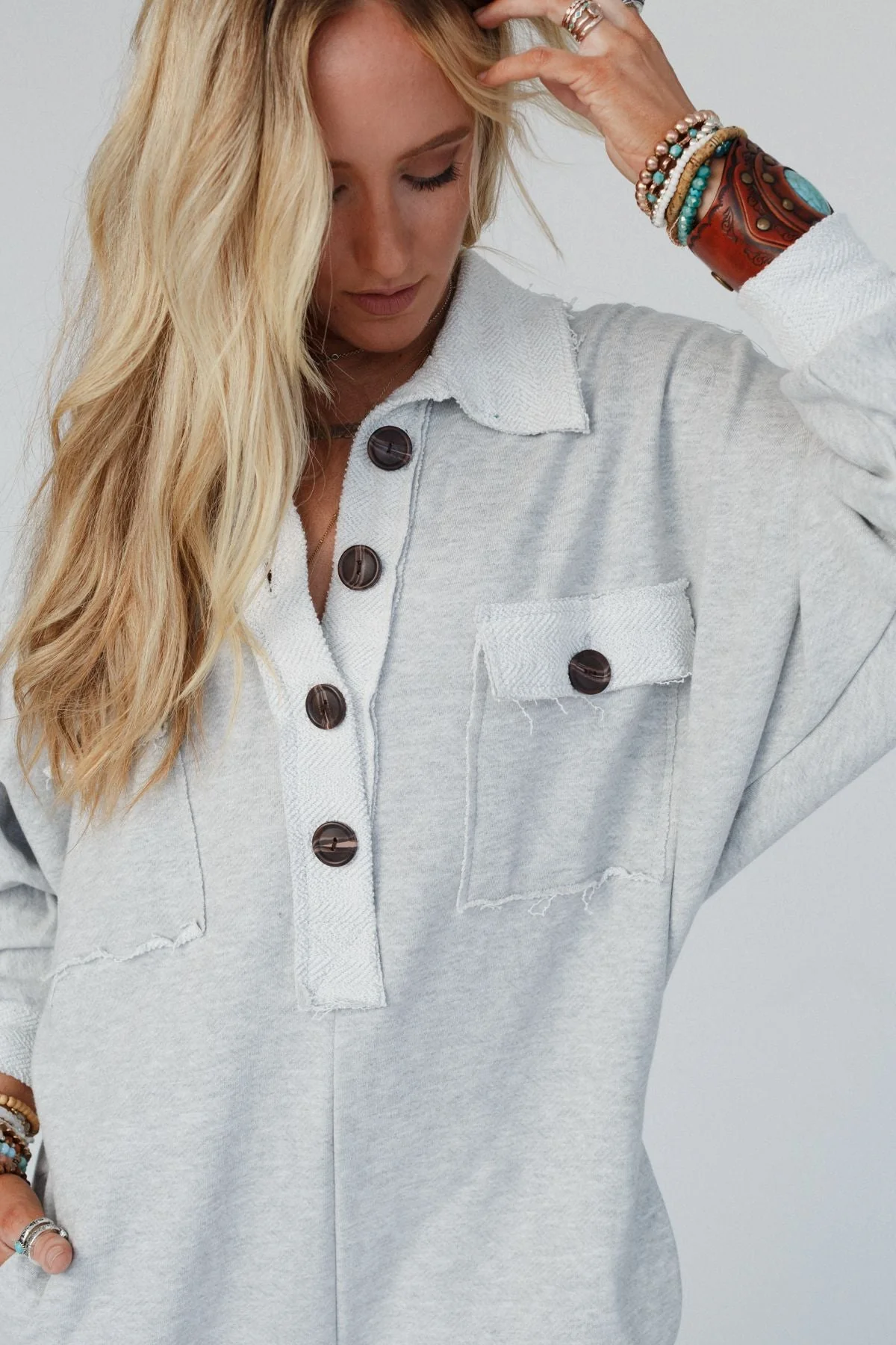 Jodi Long Sleeve Jumpsuit - Heather Gray - Image 4